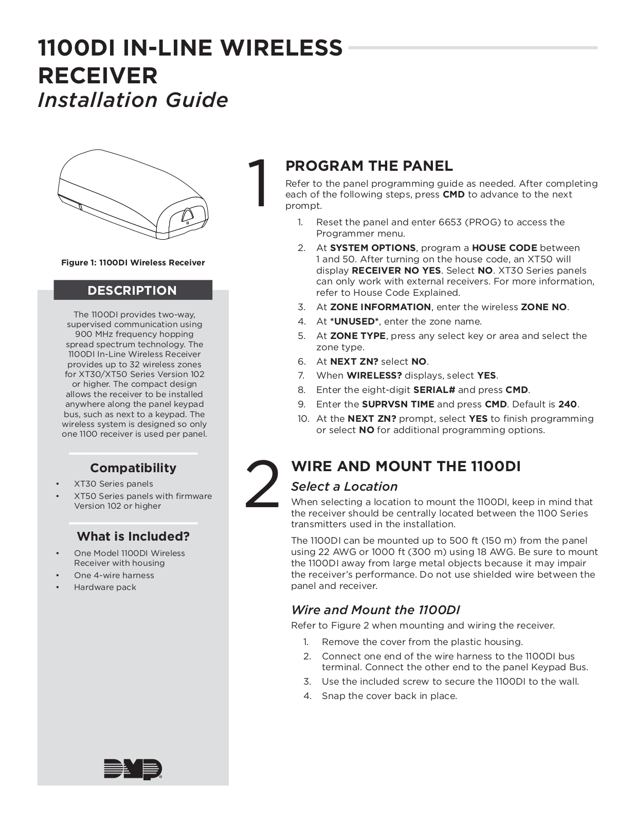 DMP Electronics 1100DI Installation Manual