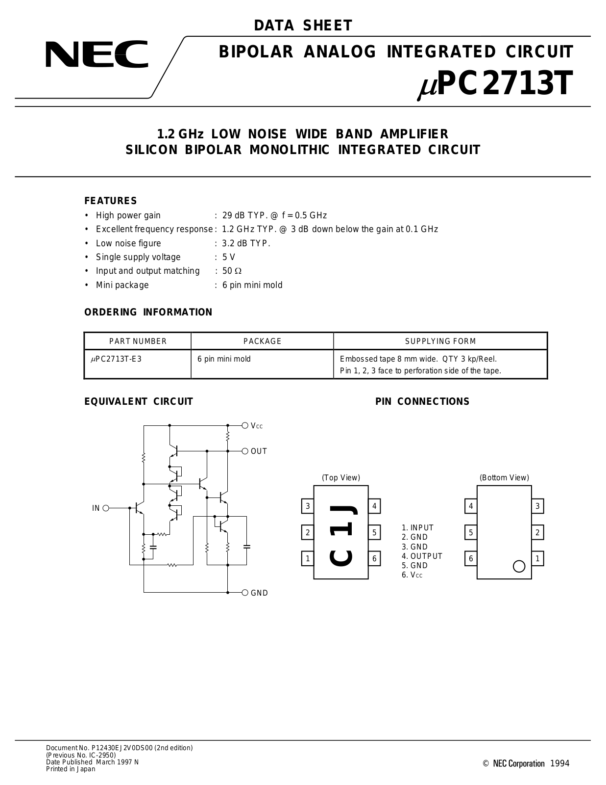 NEC UPC2713T-E3, UPC2713T Datasheet