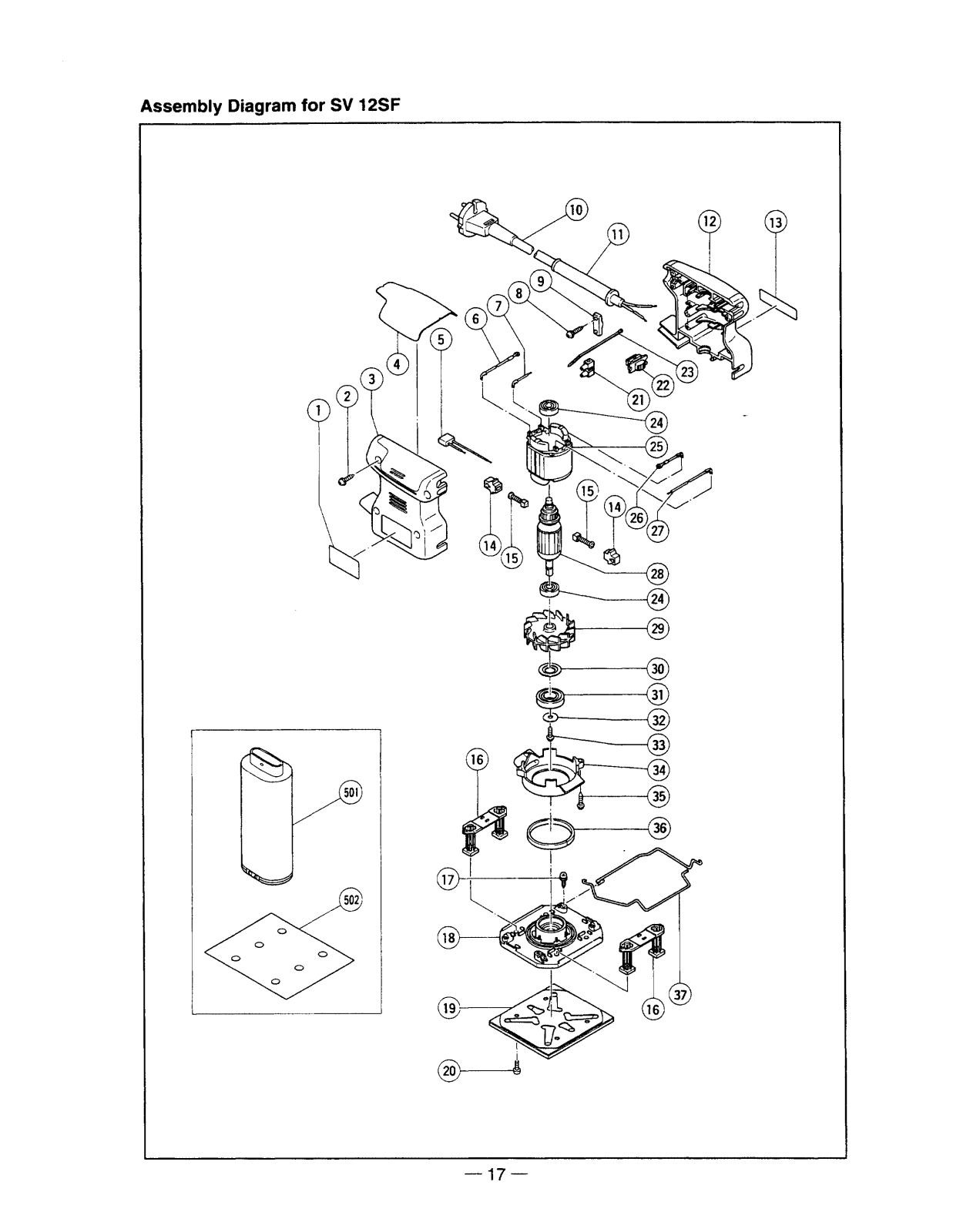 Hitachi SV12SF PARTS LIST