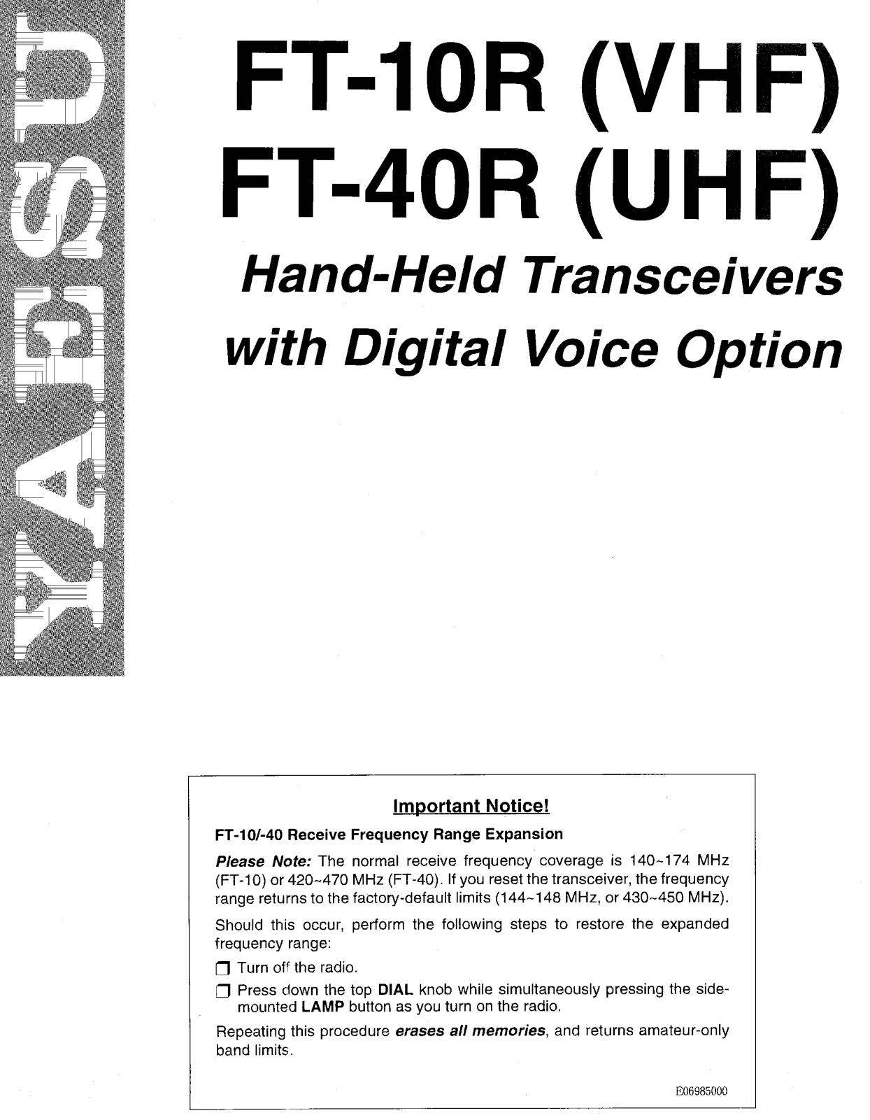 Yaesu FT-10R, FR-40R Instruction Manual