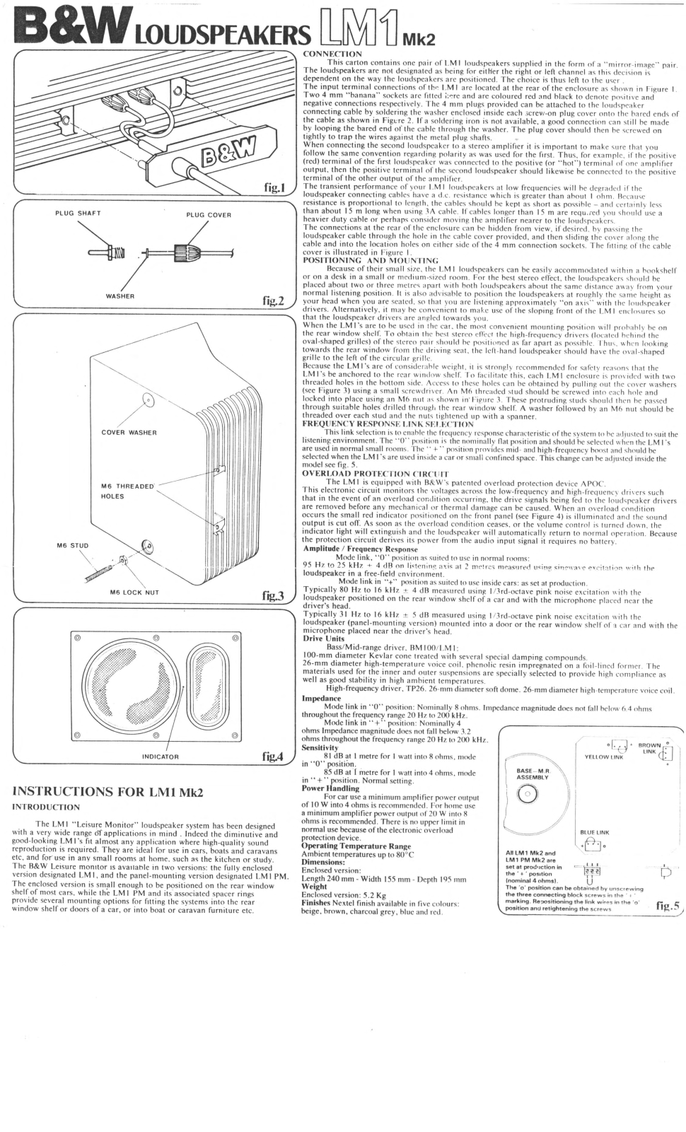 Bowers and Wilkins LM-1 MK2 Owners manual