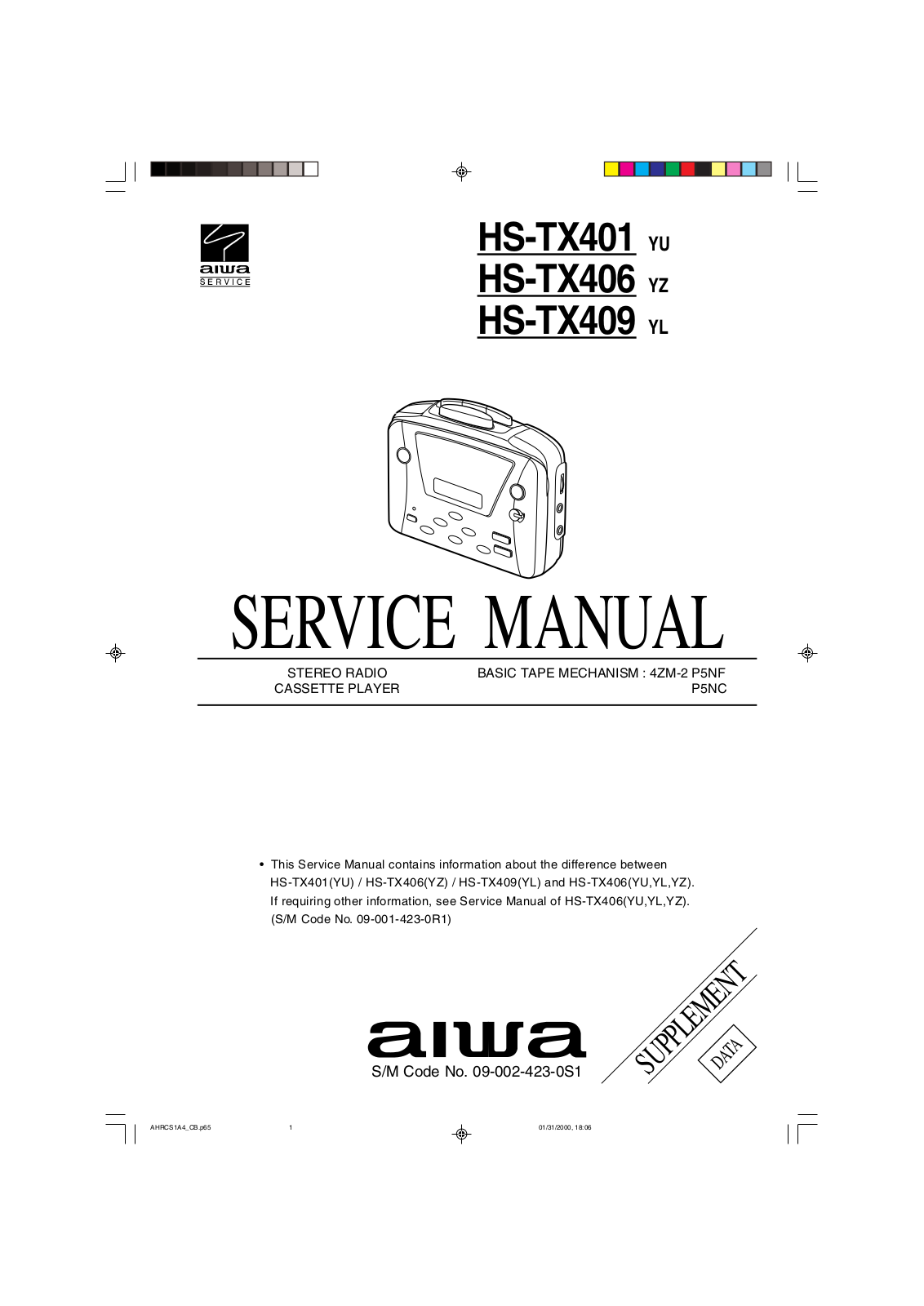 Aiwa HS-TX406, HS TX401, HS-TX409 Service Manual