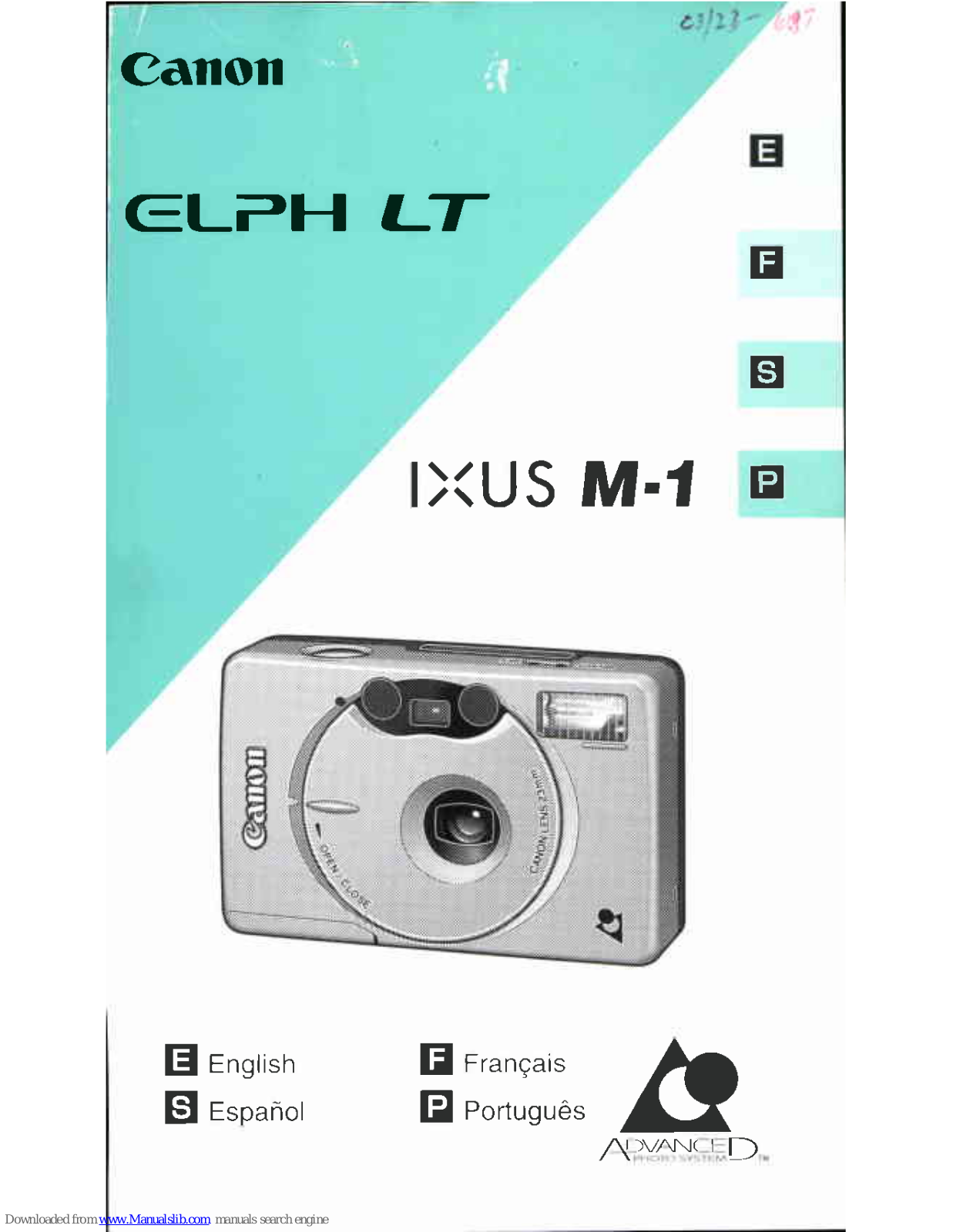 Canon Ixus M 1 Elph LT, ELPH LT, IXUS M-1 Instructions Manual