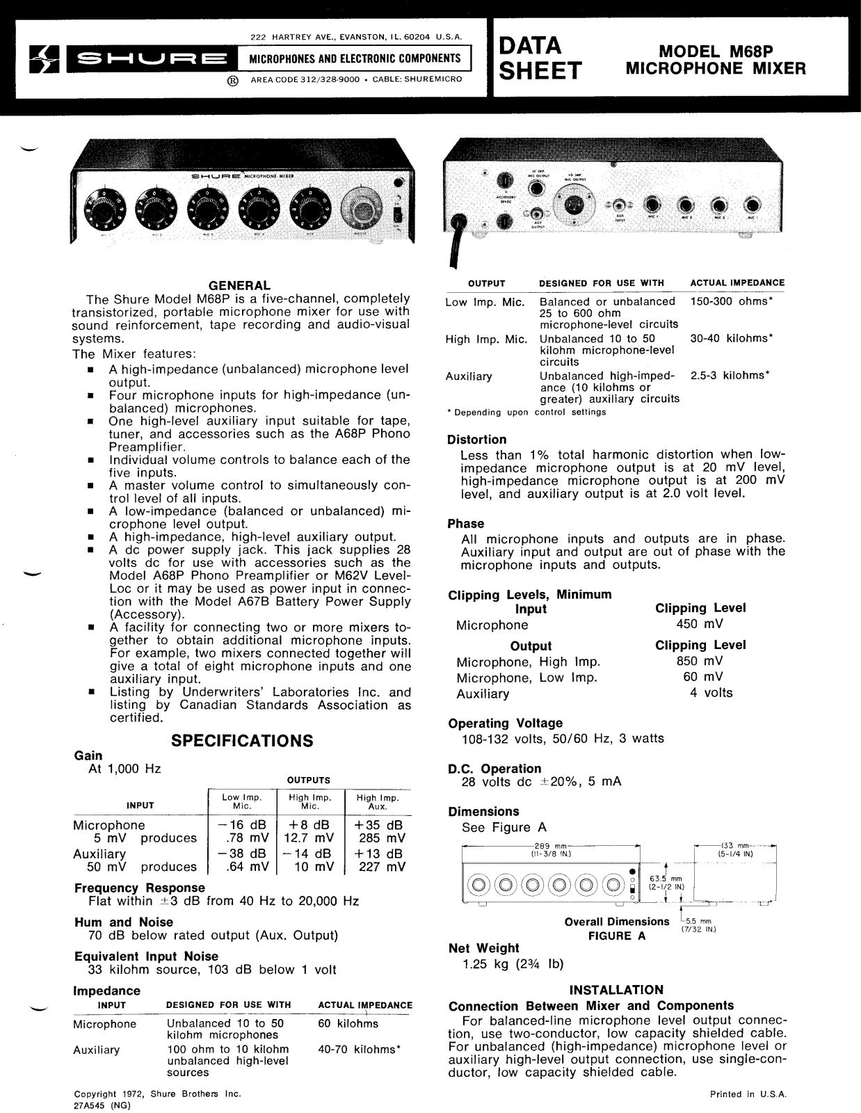 Shure M68P Schematic - ManualMachine.com