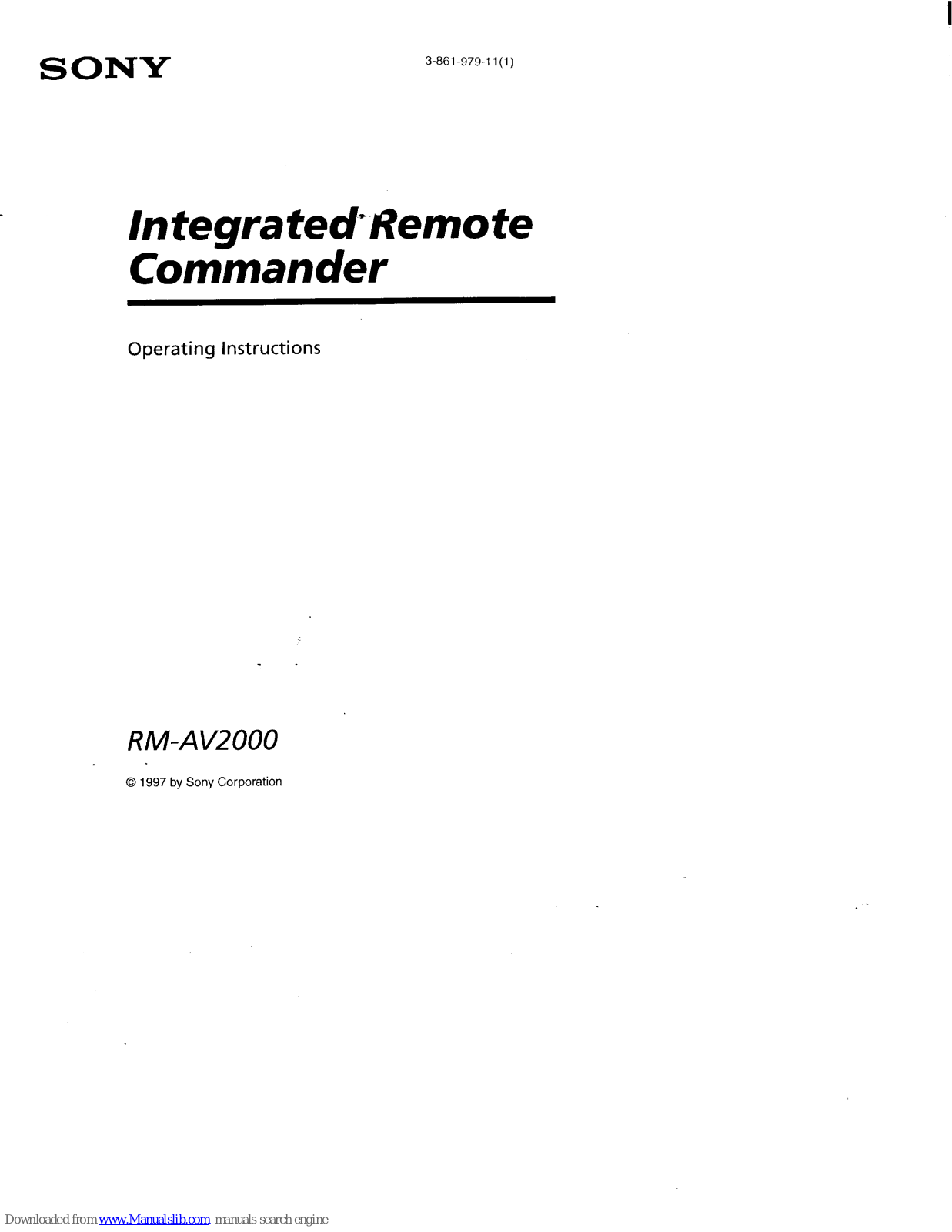 Sony RM-AV2000 Operating Instructions (primary manual) Operating Instructions Manual