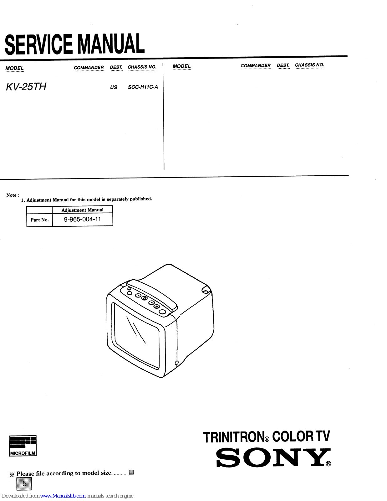 Sony KV-25TH Trinitron Service Manual