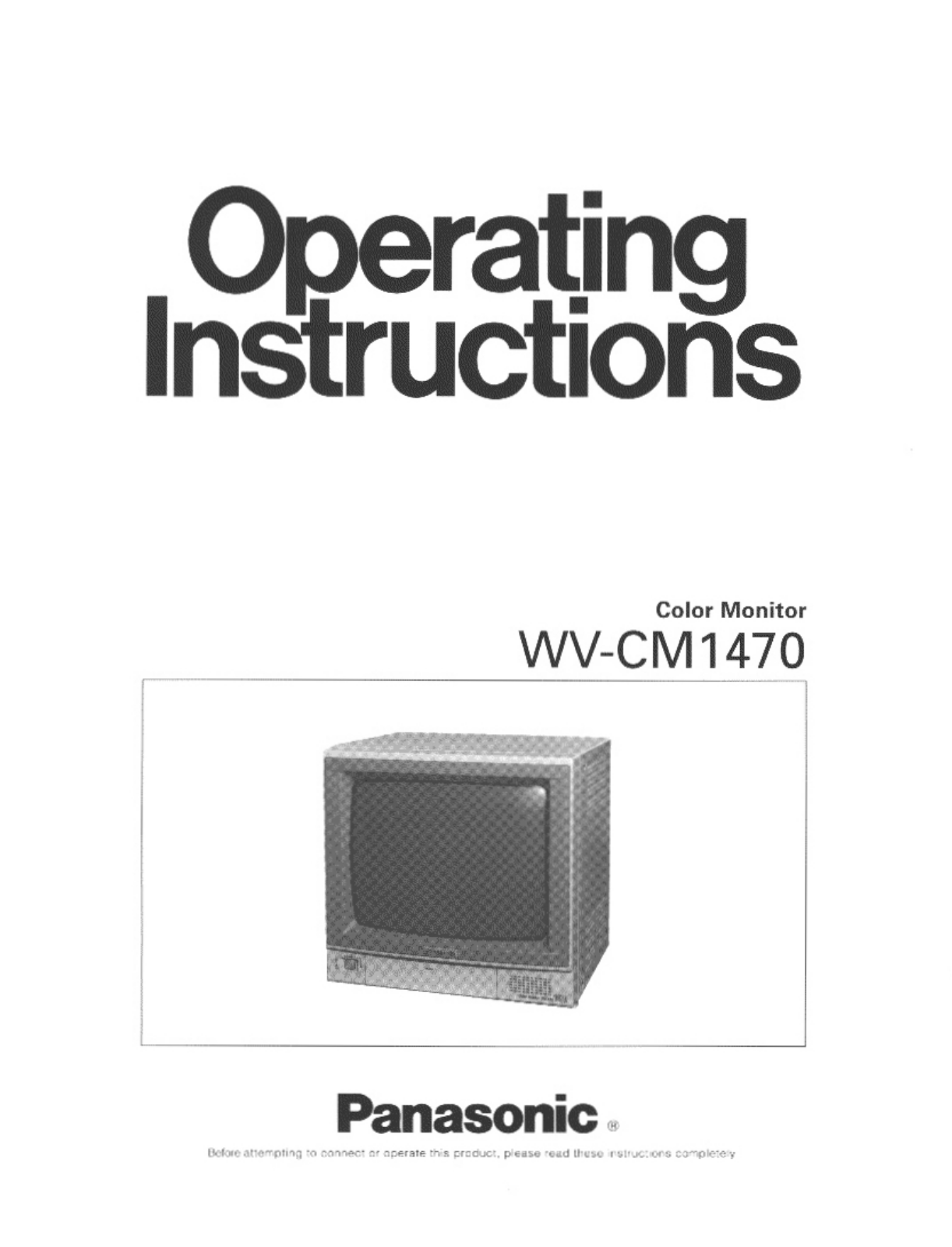 Panasonic wv-cm1470 Operation Manual