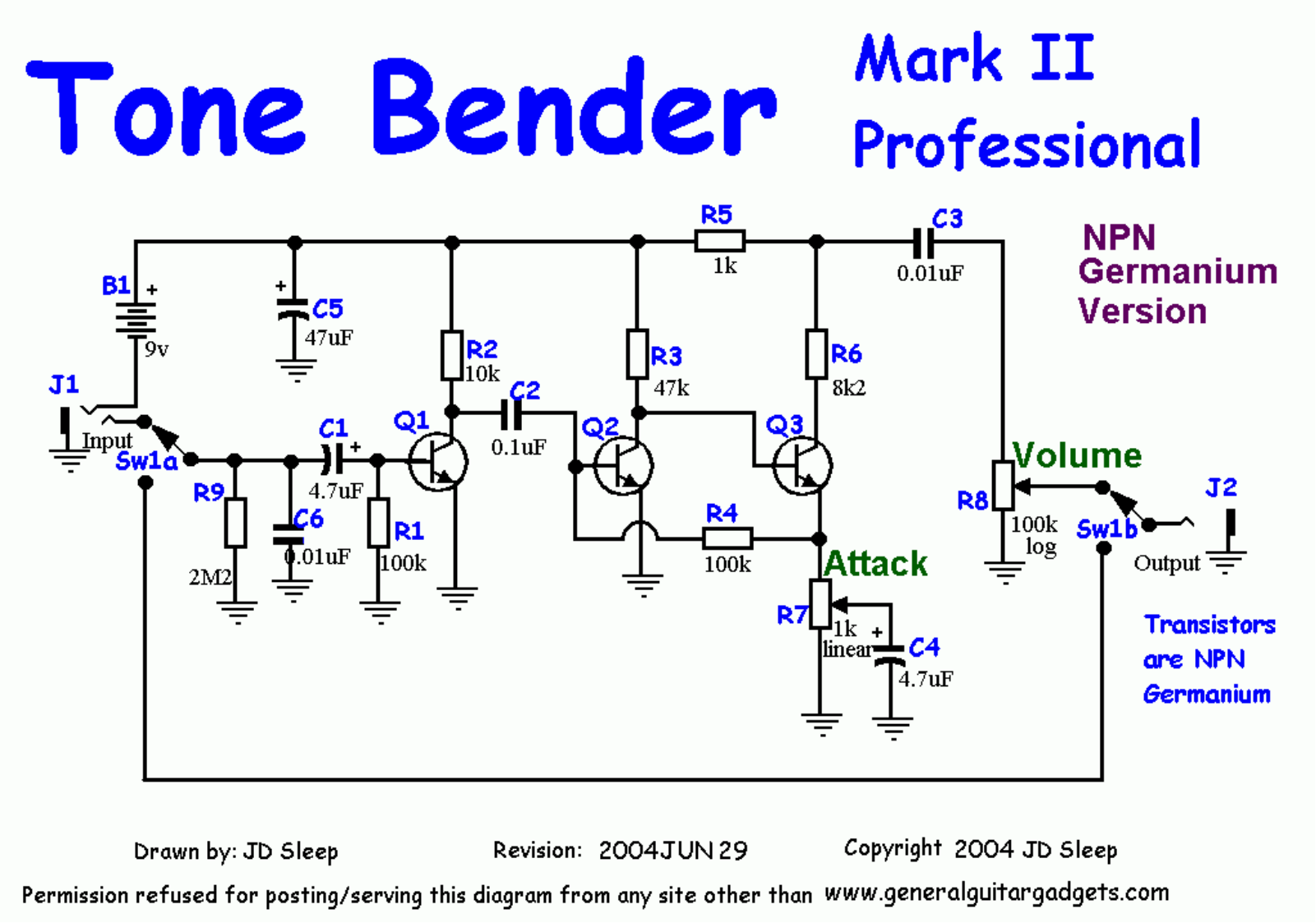 Colorsound bender mk ii npn schematic