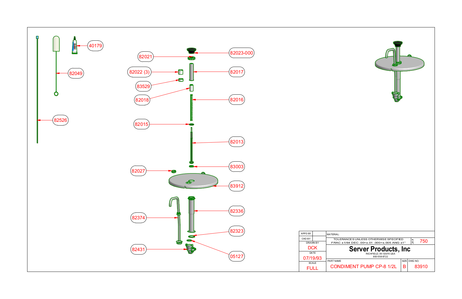 Server 83910 Parts List