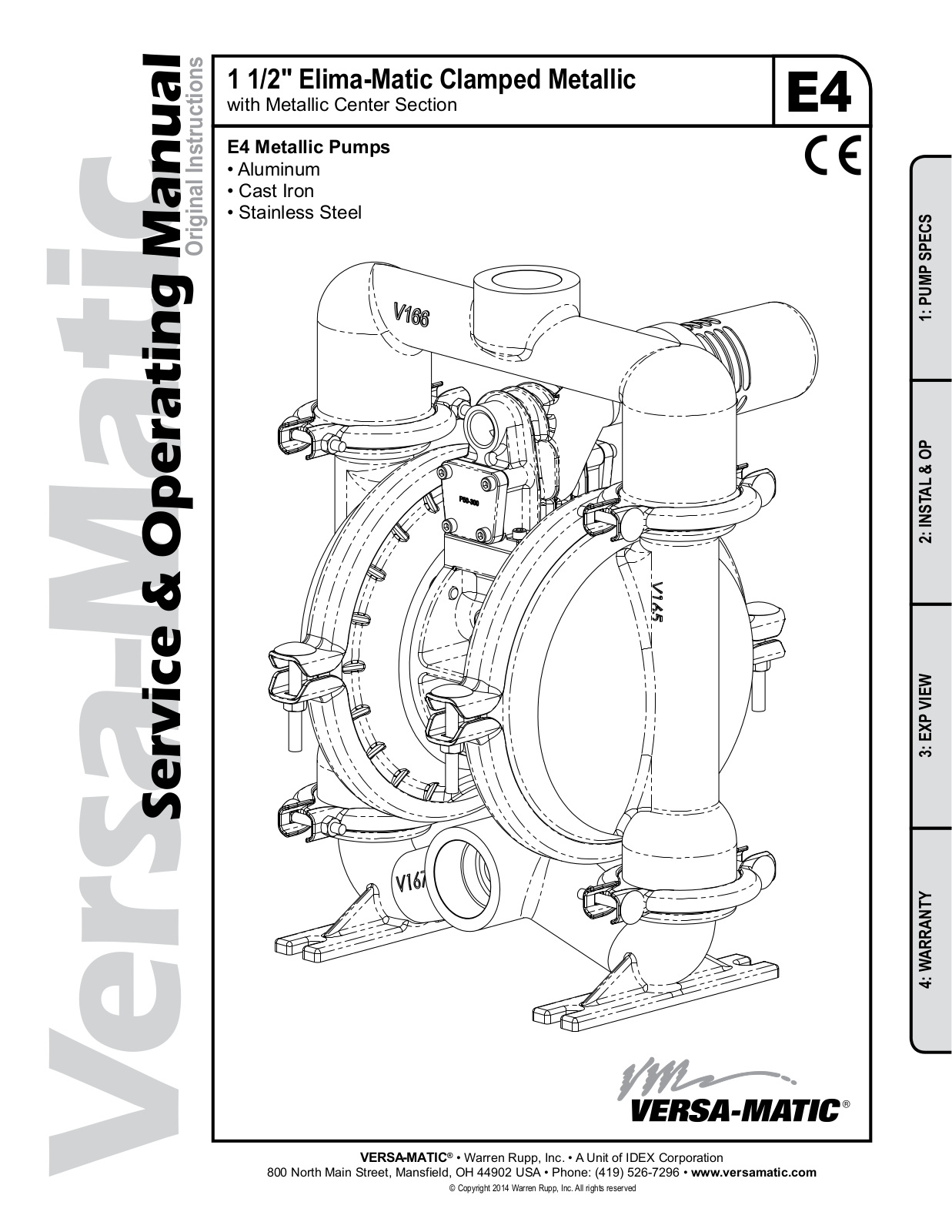 Versa-Matic 1 1/2 Elima-Matic Clamped Metallic User Manual