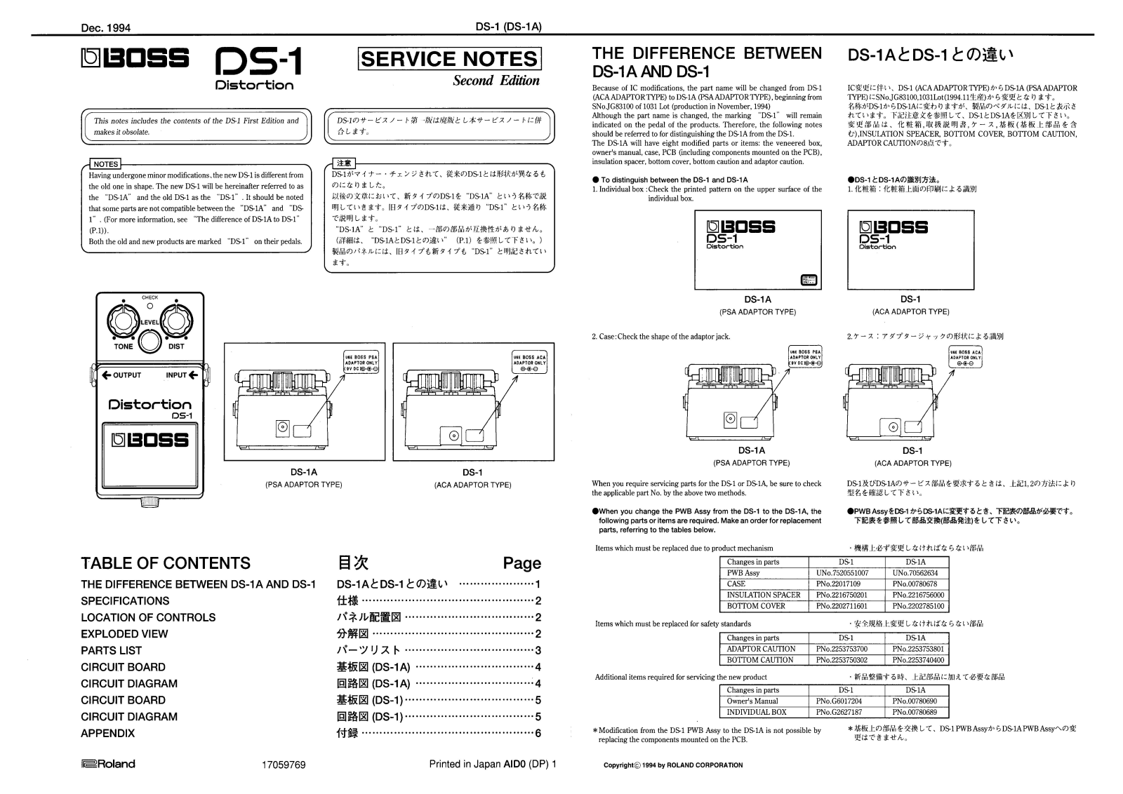 BOSS DS-1 Service Manual