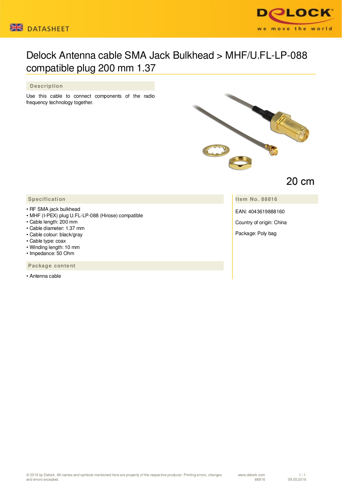 DELOCK 88816 Datasheet - ManualMachine.com
