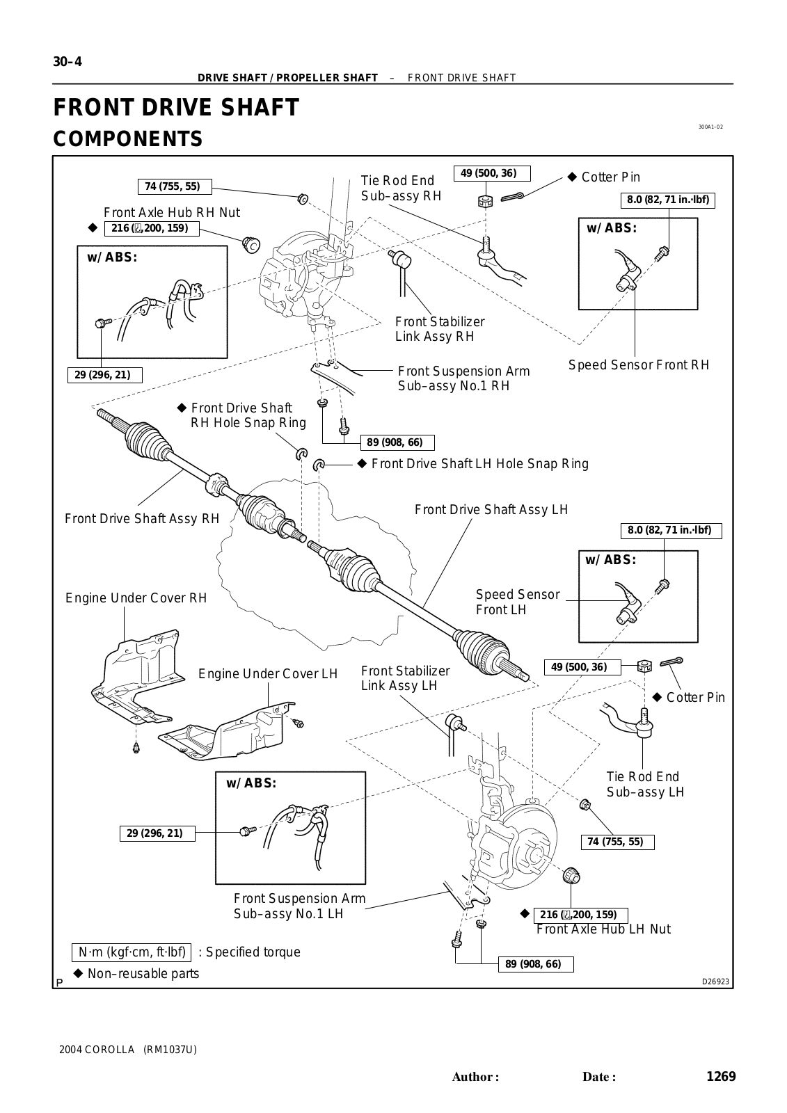 Toyota Corolla 2004 Repair Manual - FRONT DRIVE SHAFT