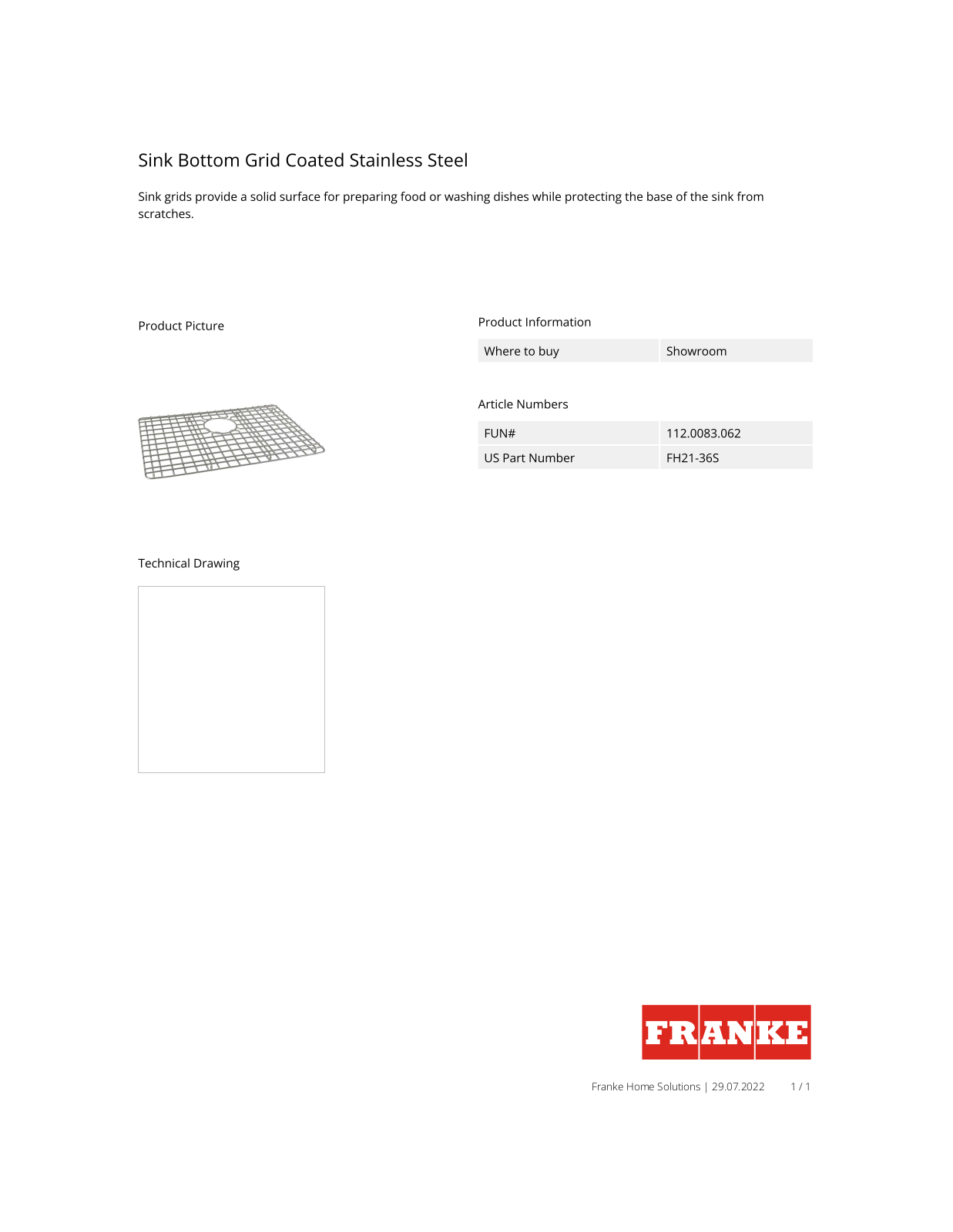 Franke FKX1633 Specifications - ManualMachine.com