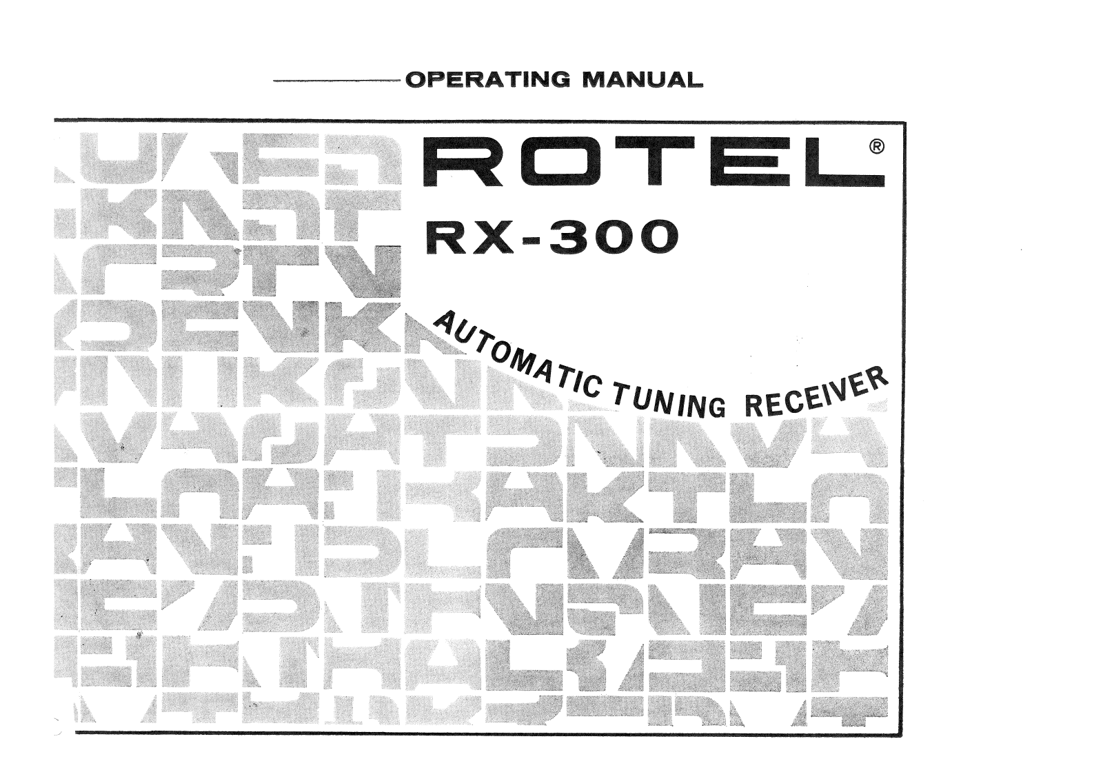 Rotel RX-300 Owners manual