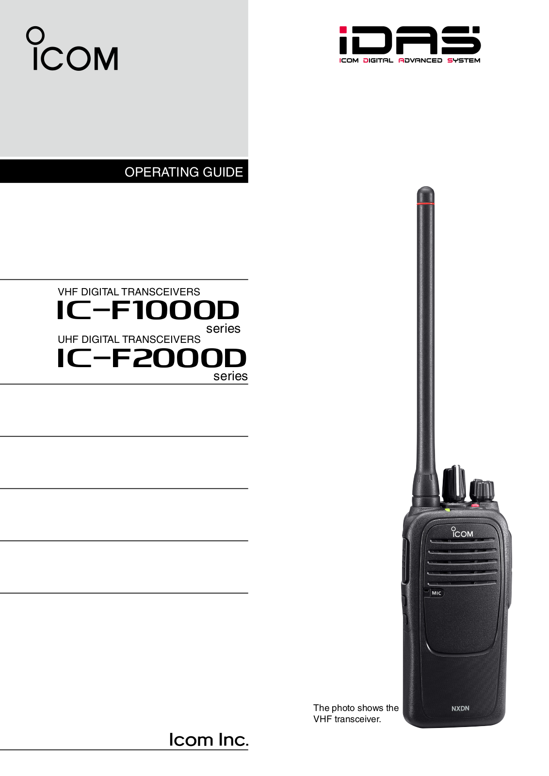 Icom IC-F1000D, IC-F2000D Operating Manual