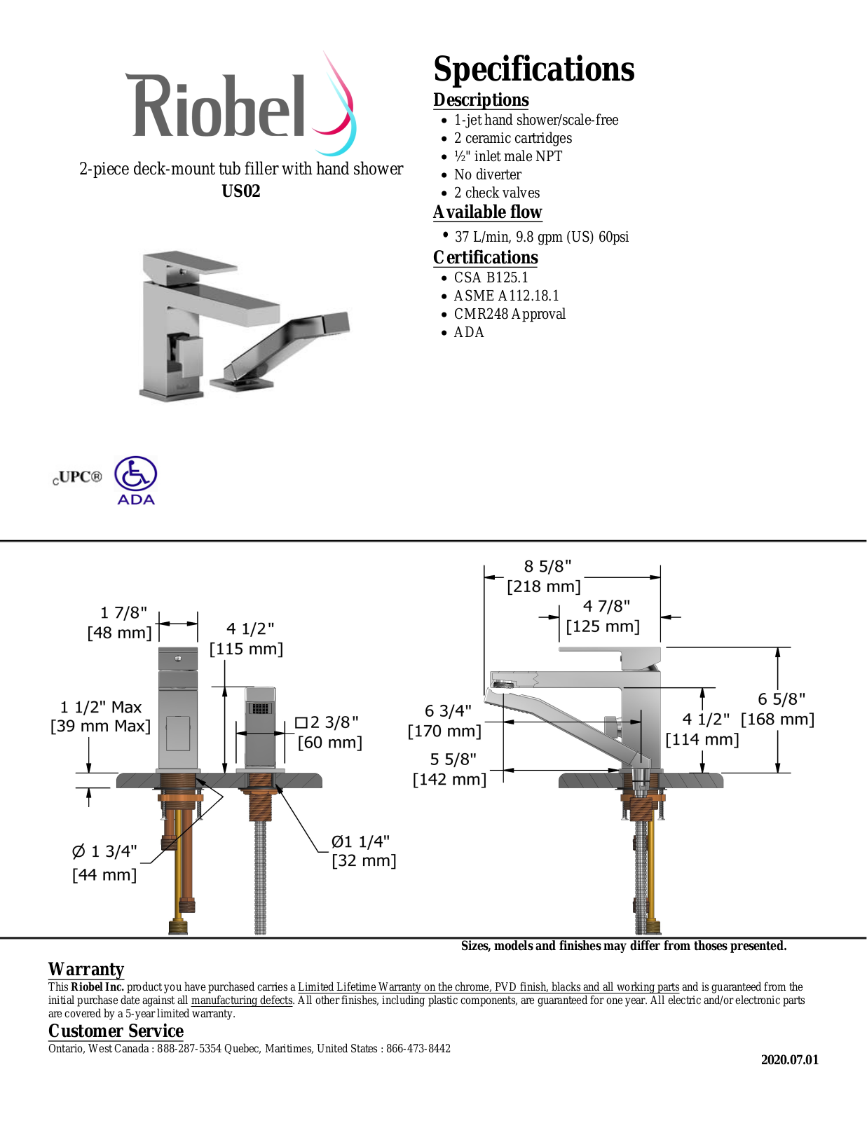 Riobel US02C Specifications - ManualMachine.com