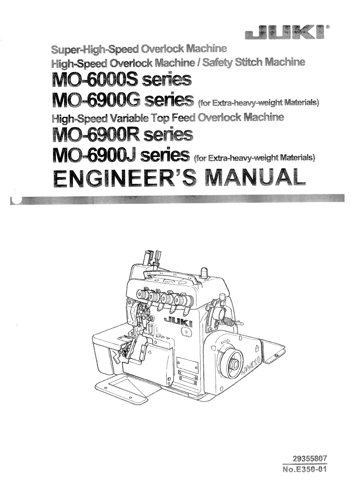 Juki MO-6900S, MO6700S, MO-6900G, MO-6900R, MO-6900J User Manual