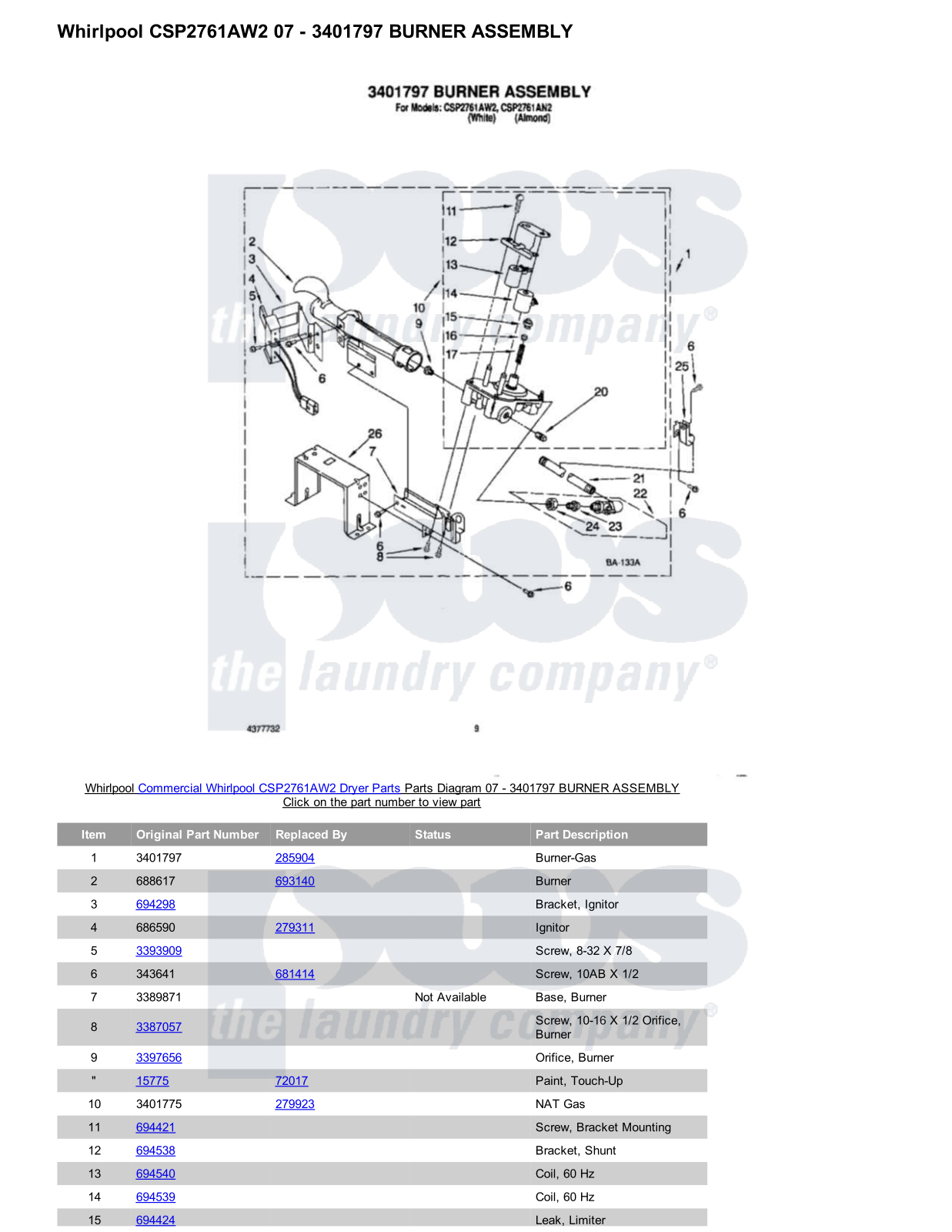 Whirlpool CSP2761AW2 Parts Diagram