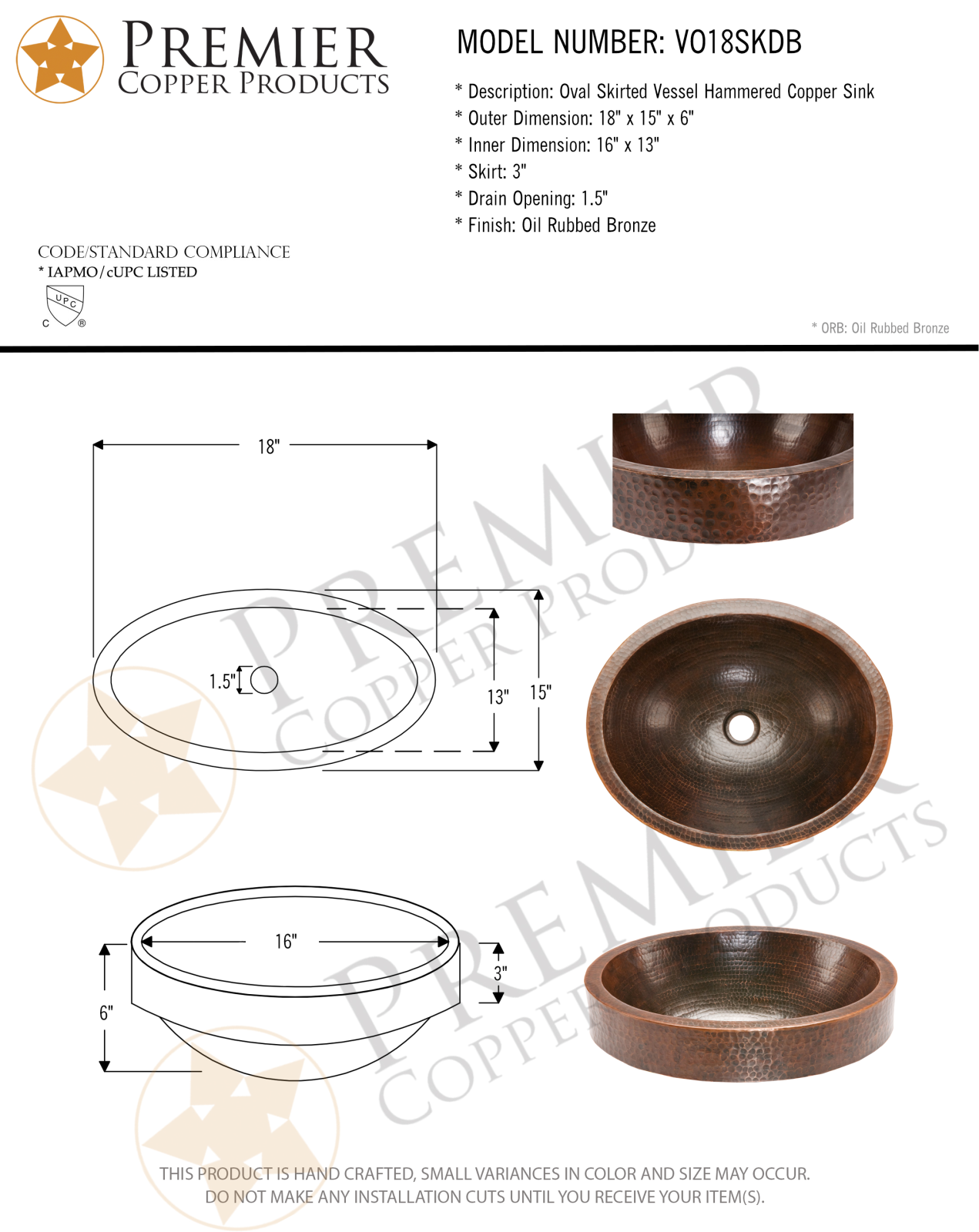 Premier Copper Products IER1024 Specifications - ManualMachine.com