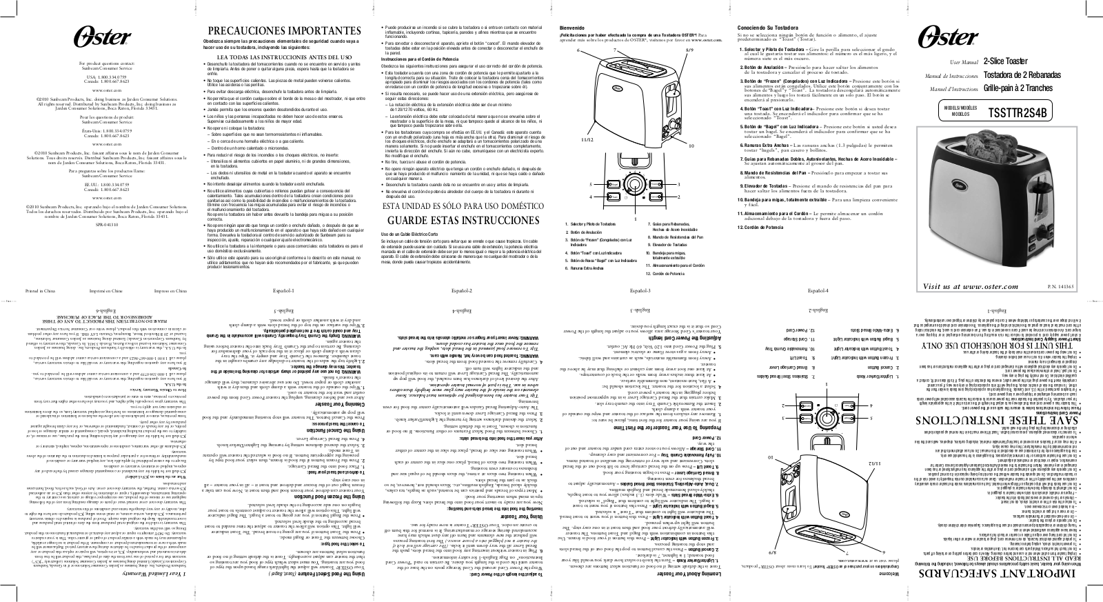 Oster TSSTTR2S4B, 141365 User Manual