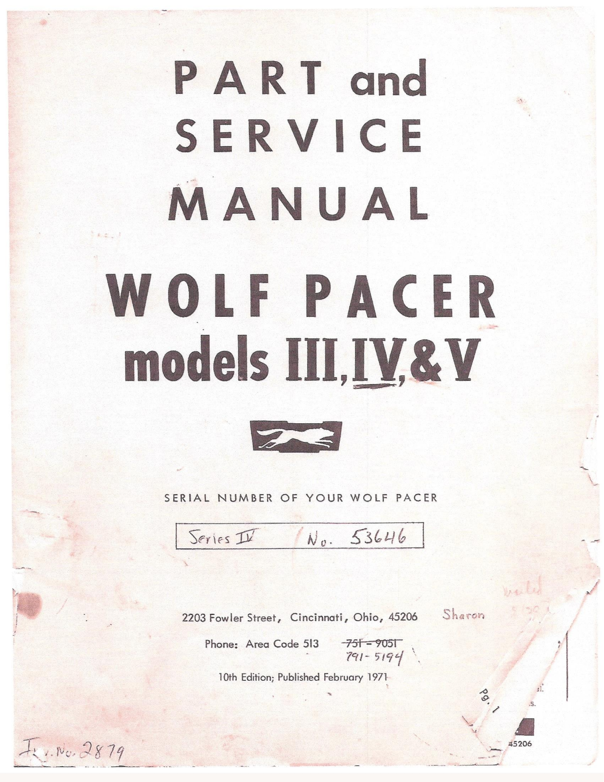 Wolf Pacer III, IV, V Service Manual