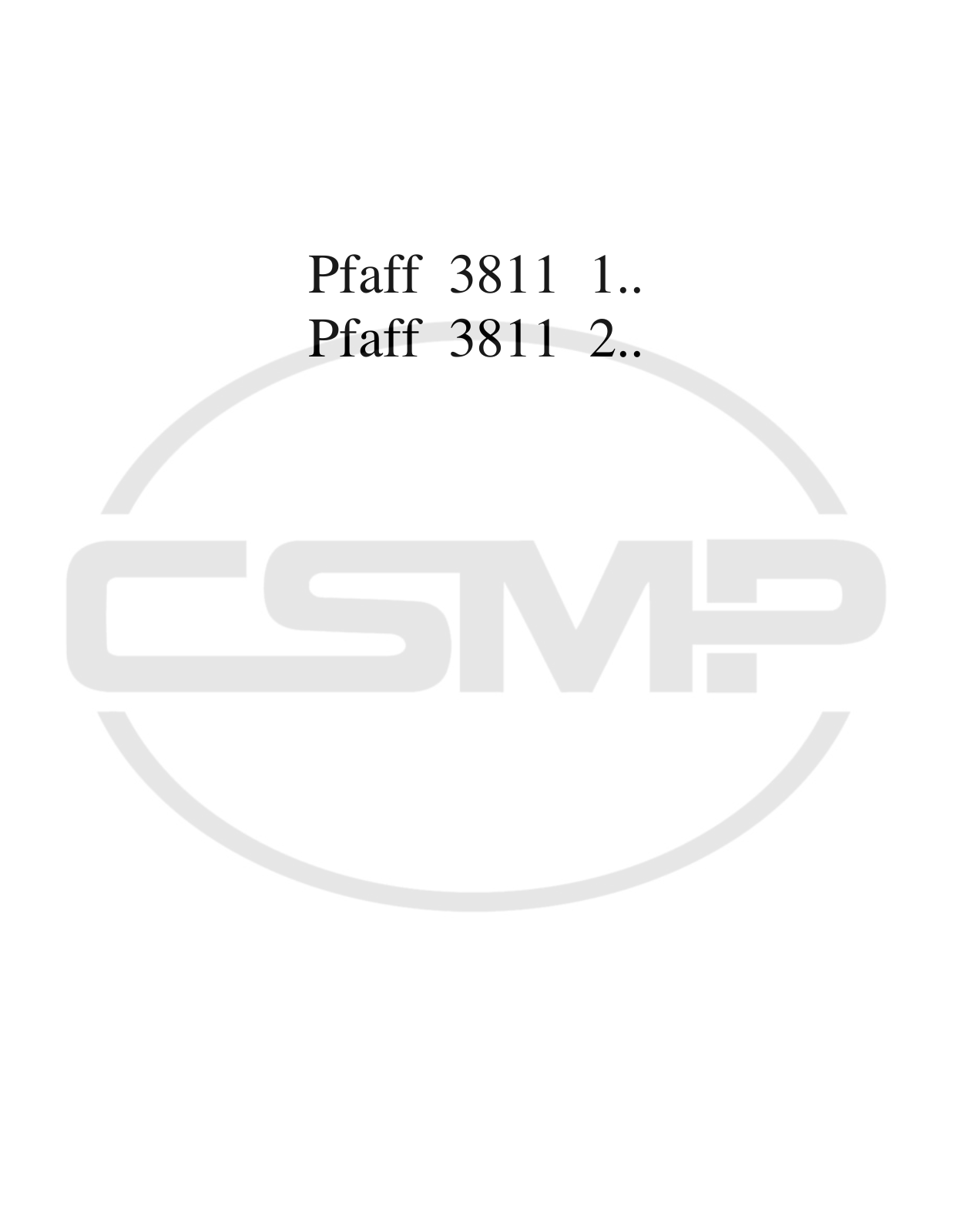 Pfaff 3811 Parts Book