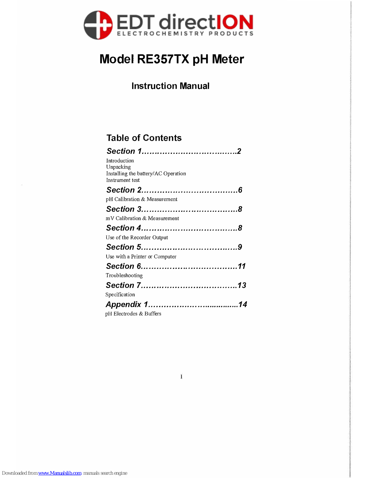 EDT RE357TX, RE357 Instruction Manual