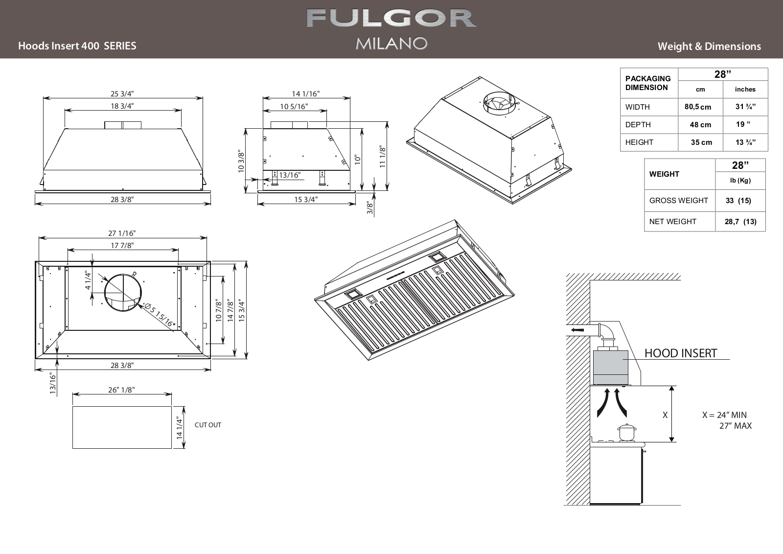 Fulgor F4BP28S1 Specsheet