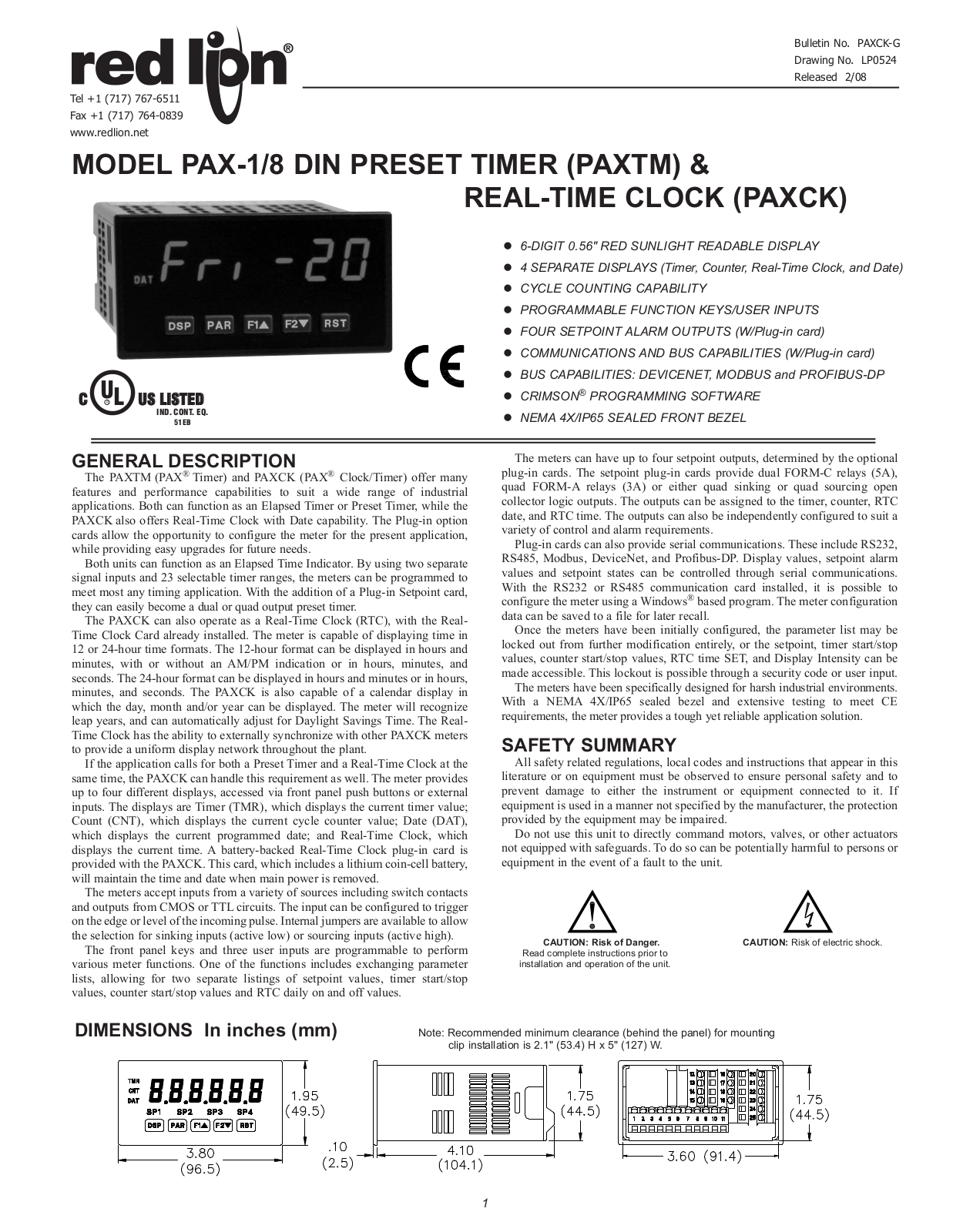 Red Lion PAXCK User Manual