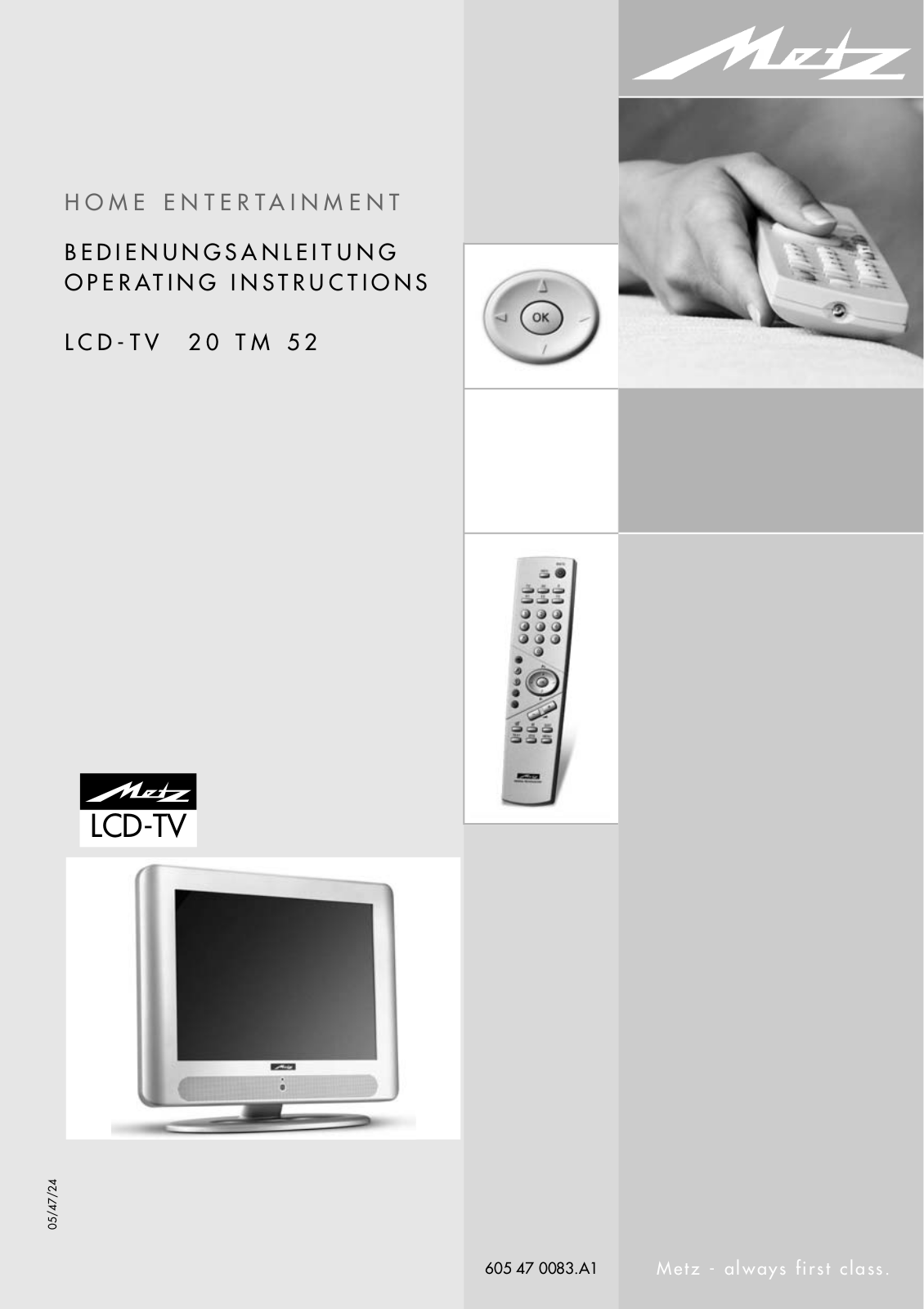 Metz LCD-TV 20 TM 52 User Manual