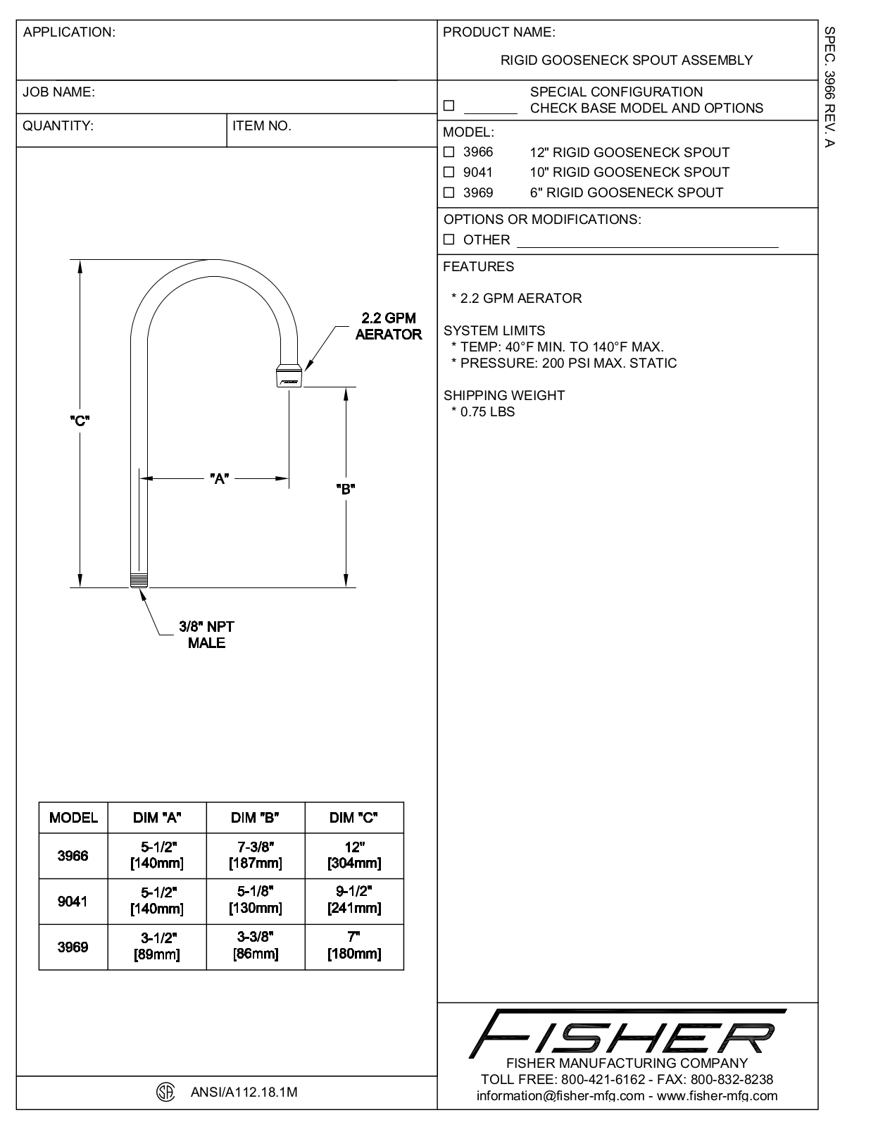 Fisher Manufacturing 3966 User Manual