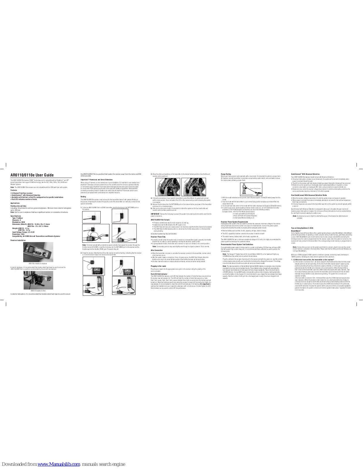 Spectrum AR6110e, AR6110, SPMAR6110, SPMAR6110e User Manual