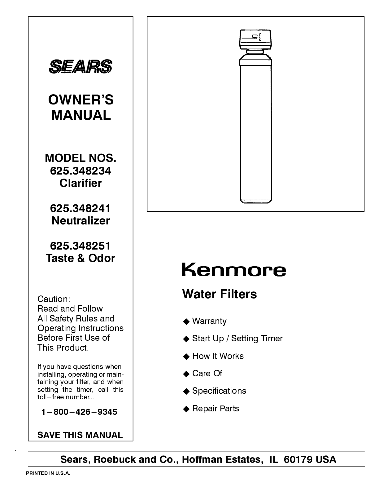 Kenmore 625.348234, 625.348241, 625.348251 User Manual