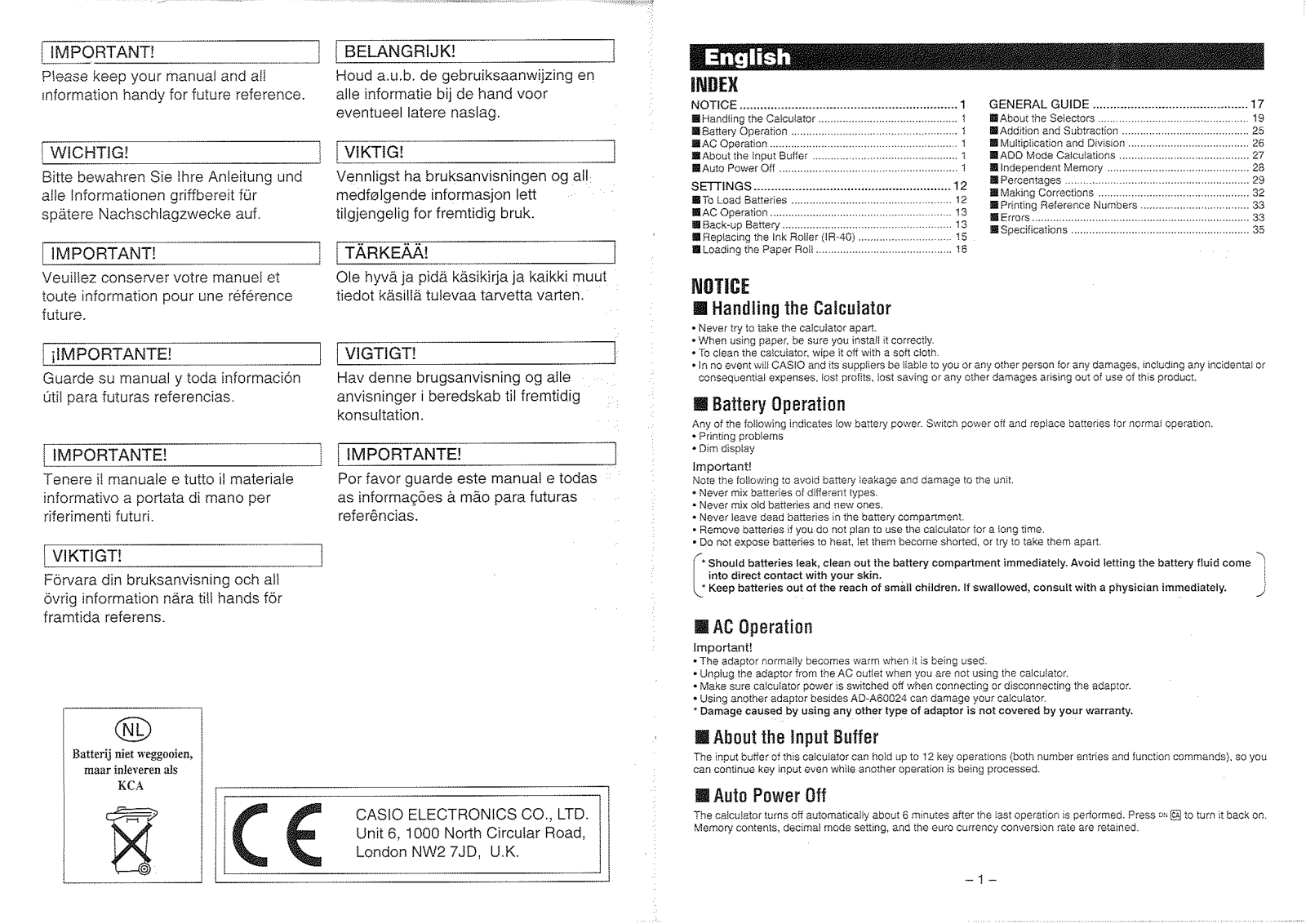 Casio HR-100ER User Manual