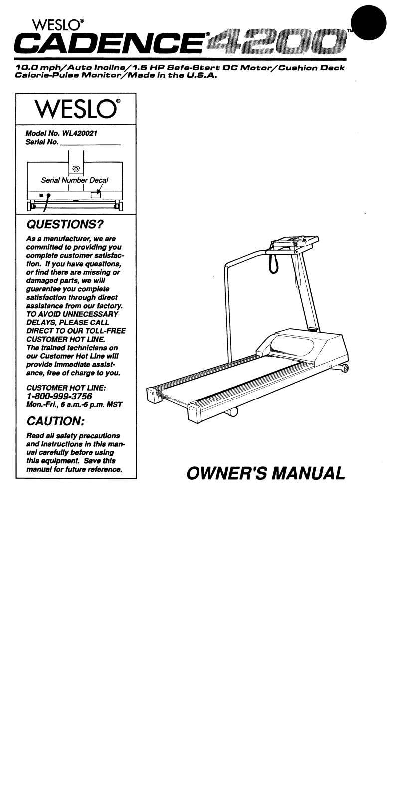 Weslo WL420021 Owner's Manual