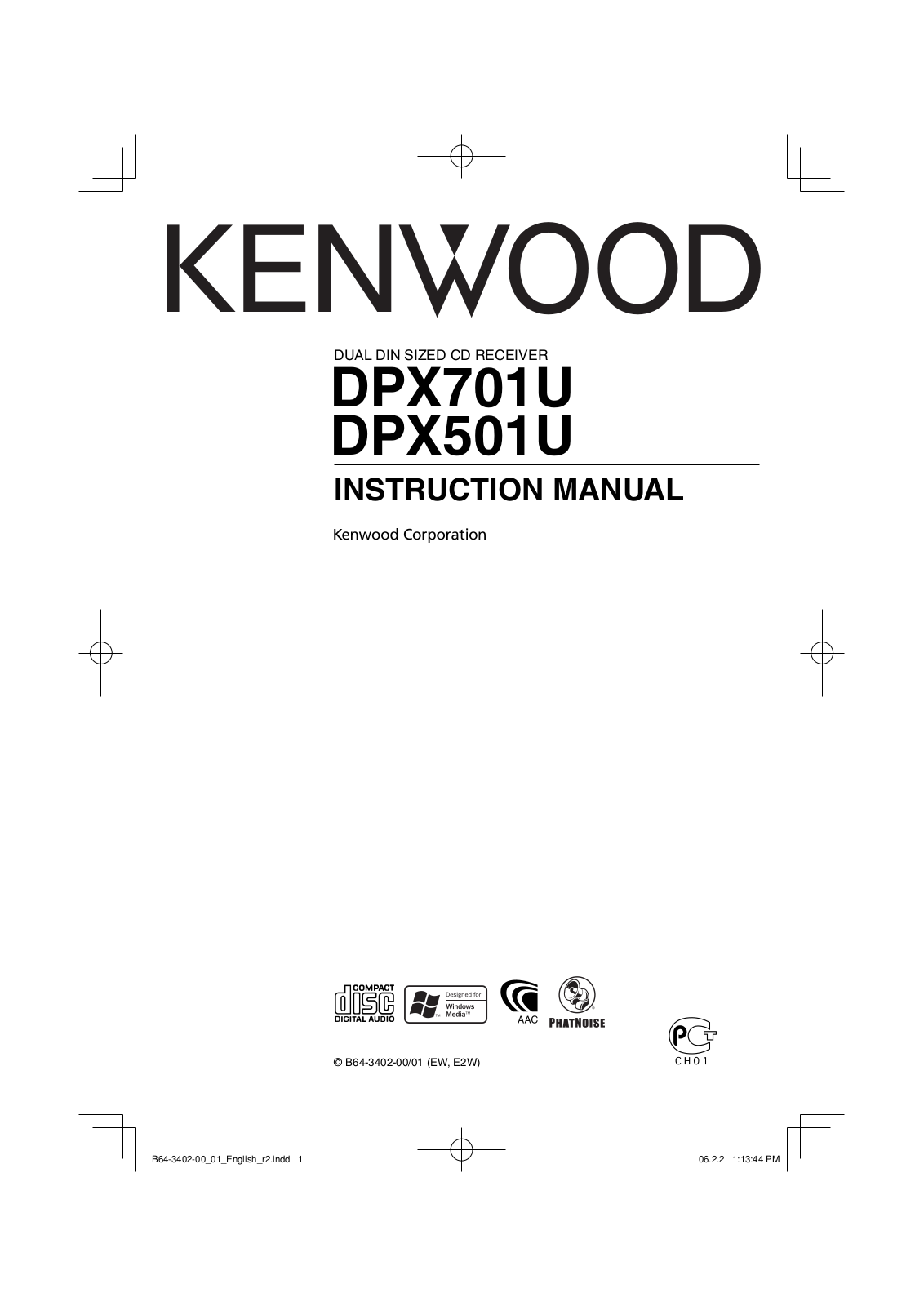 Kenwood DPX701U, DPX501U User Manual