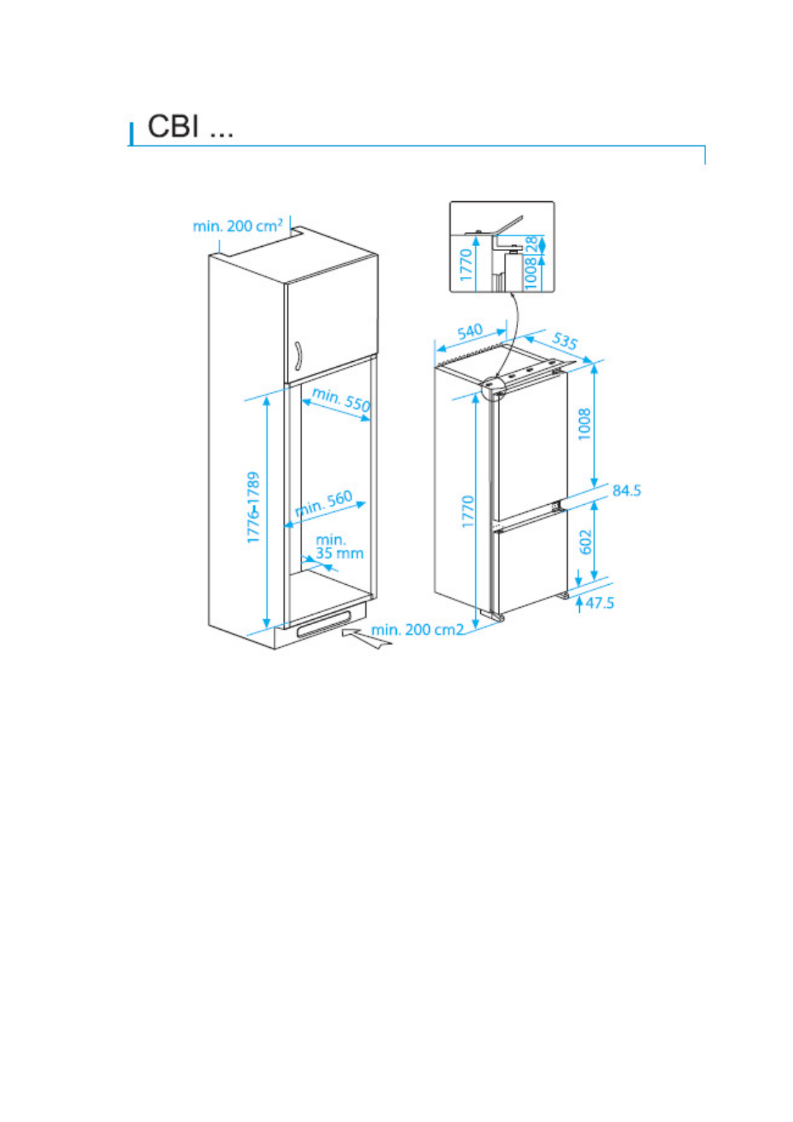 Beko CBI Dimensions