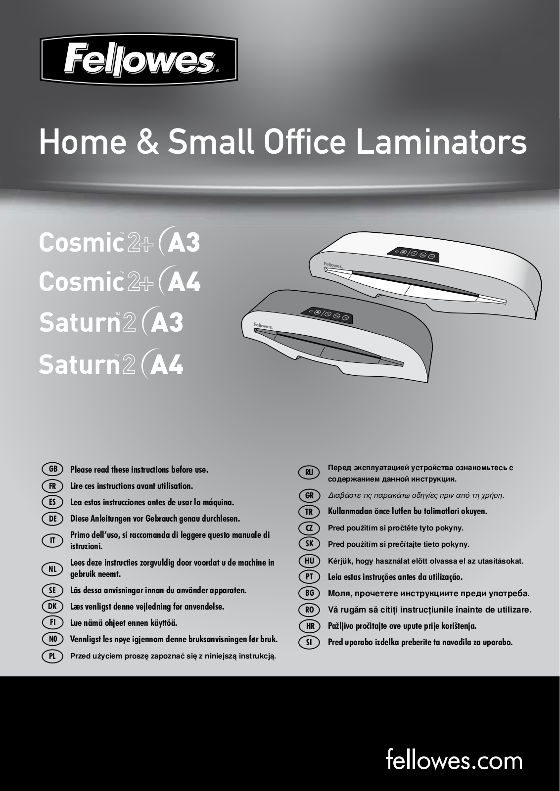 Fellowes Saturn 2 A4, Saturn 2 A3 User Manual