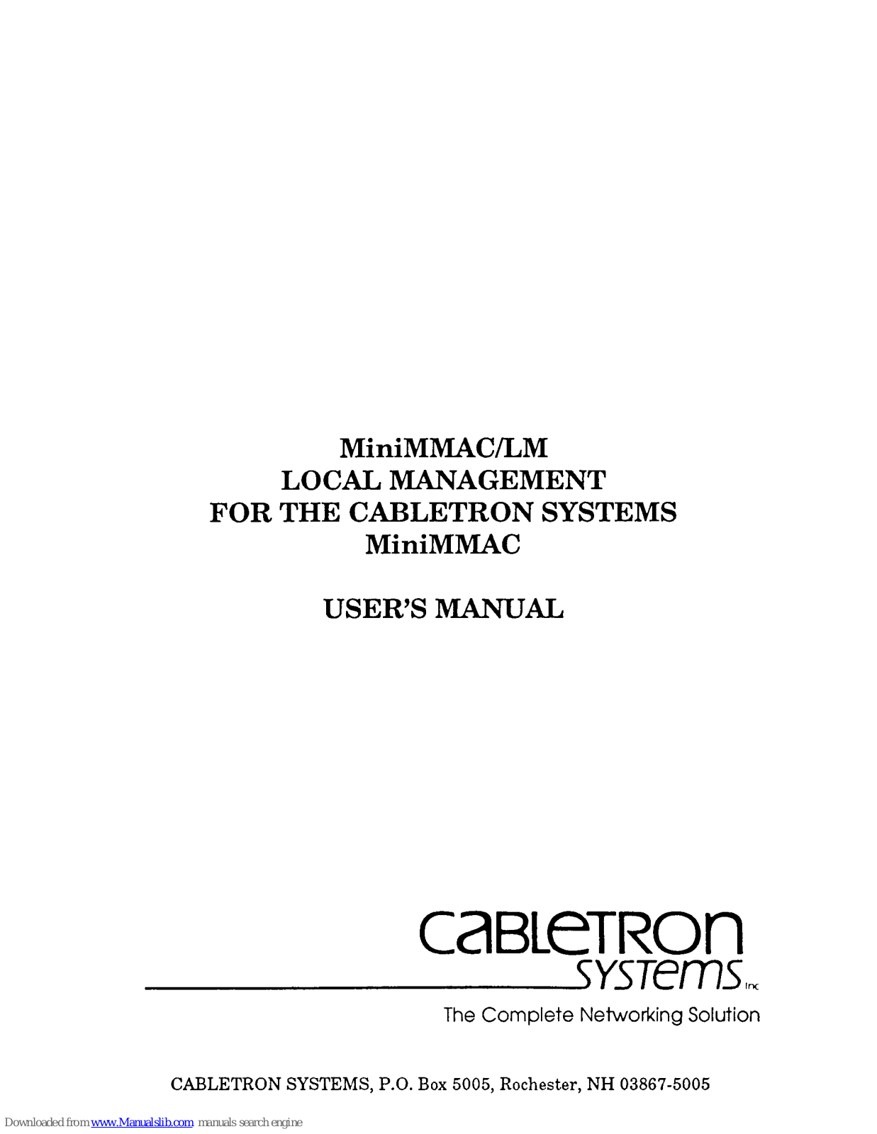 Cabletron Systems MiniMMAC, MiniMMAC/LM User Manual