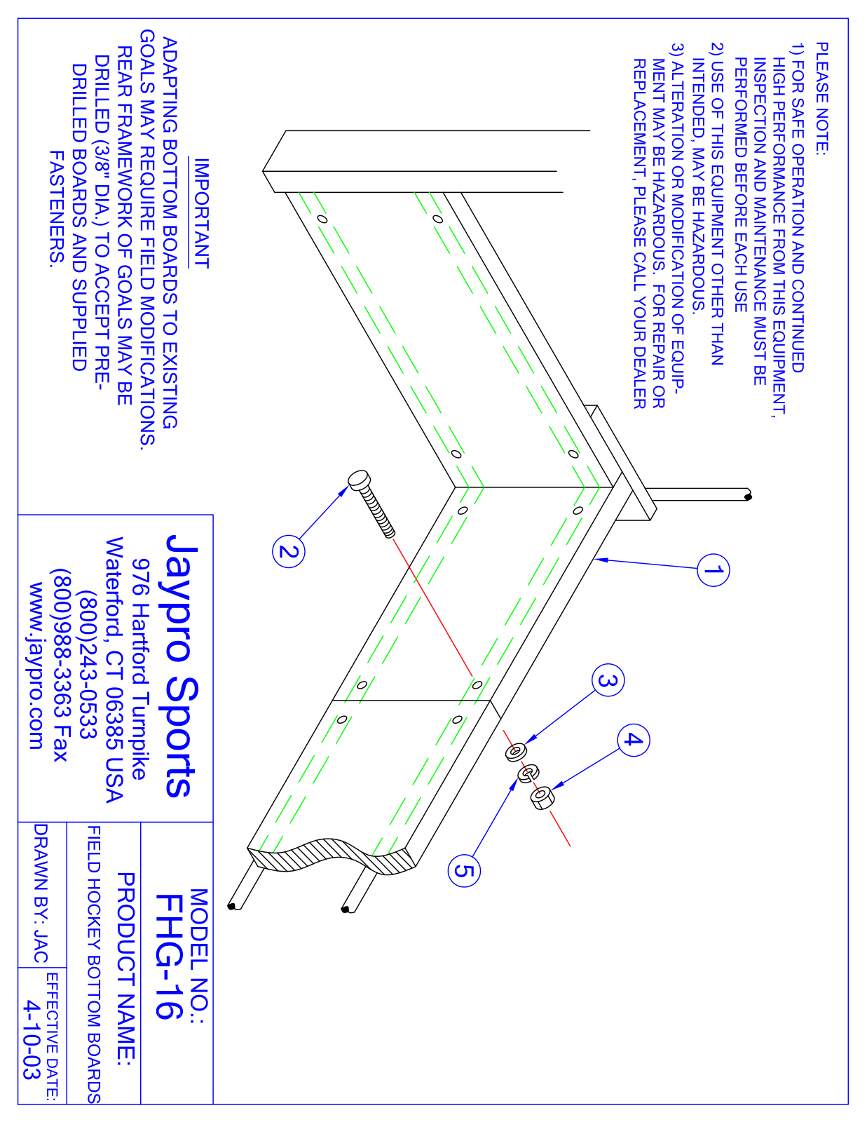 Jaypro Sports FHG-16 User Manual