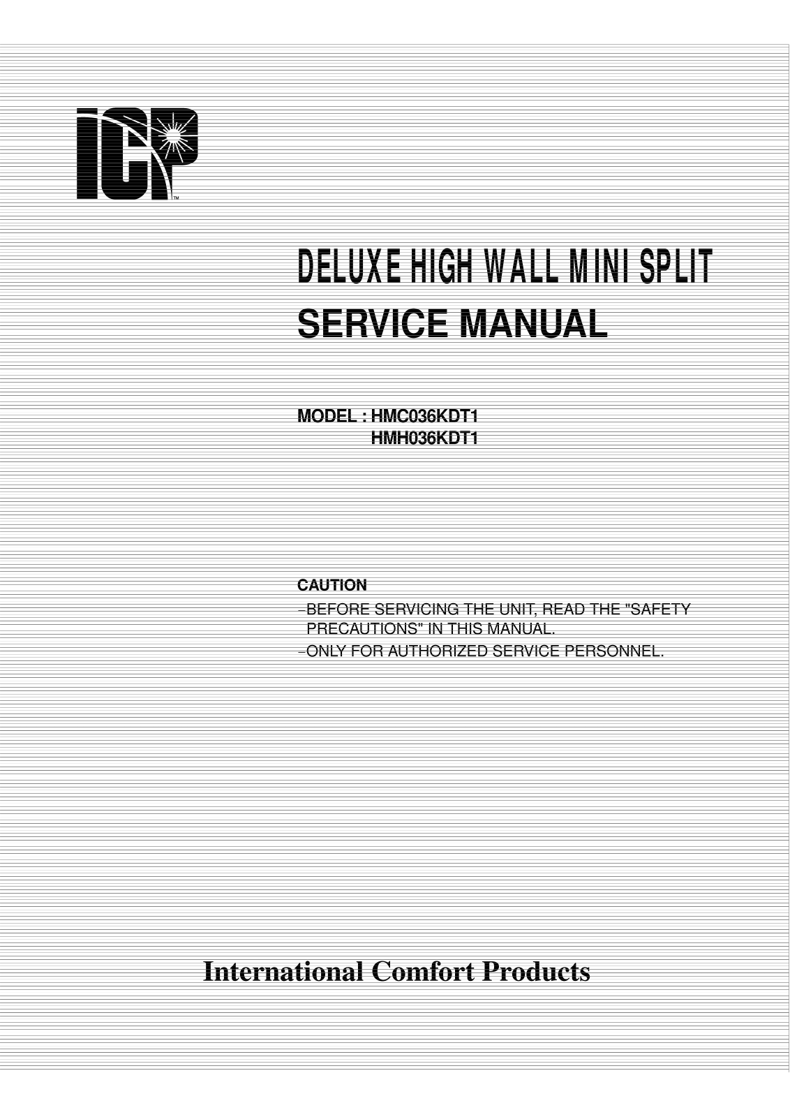 ICP HMH036KDT1, HMC036KDT1 Service Manual