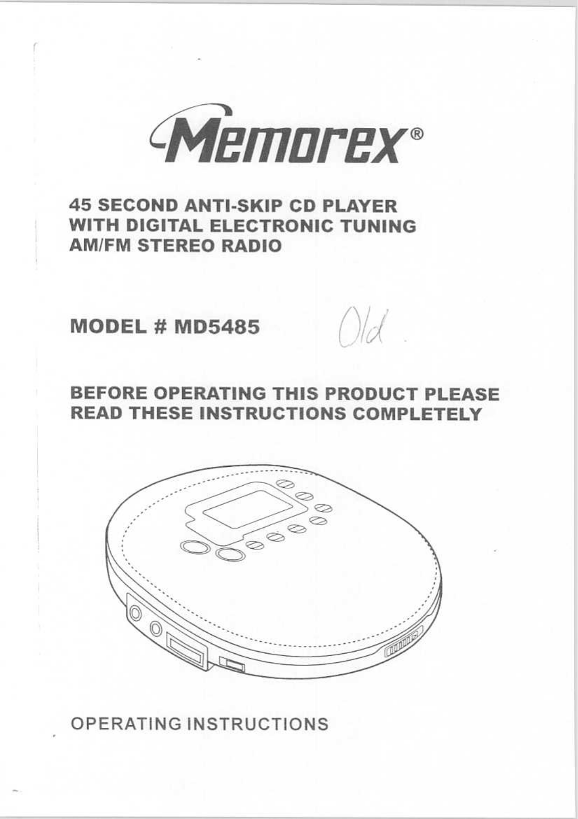 Memorex MD5485 User Manual