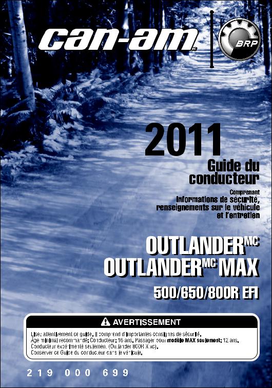 Can-Am Outlander MAX 800R EFI LTD User Manual