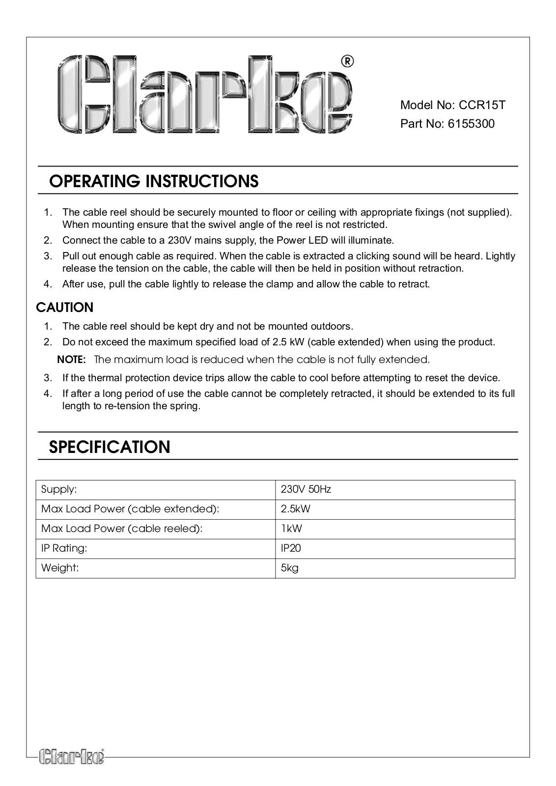 Clarke CCR15T User guide - ManualMachine.com
