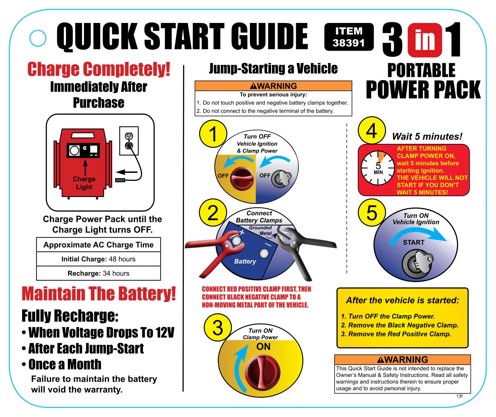 Harbor Freight Tools Jump Starter and Power Supply Quick Start Guide