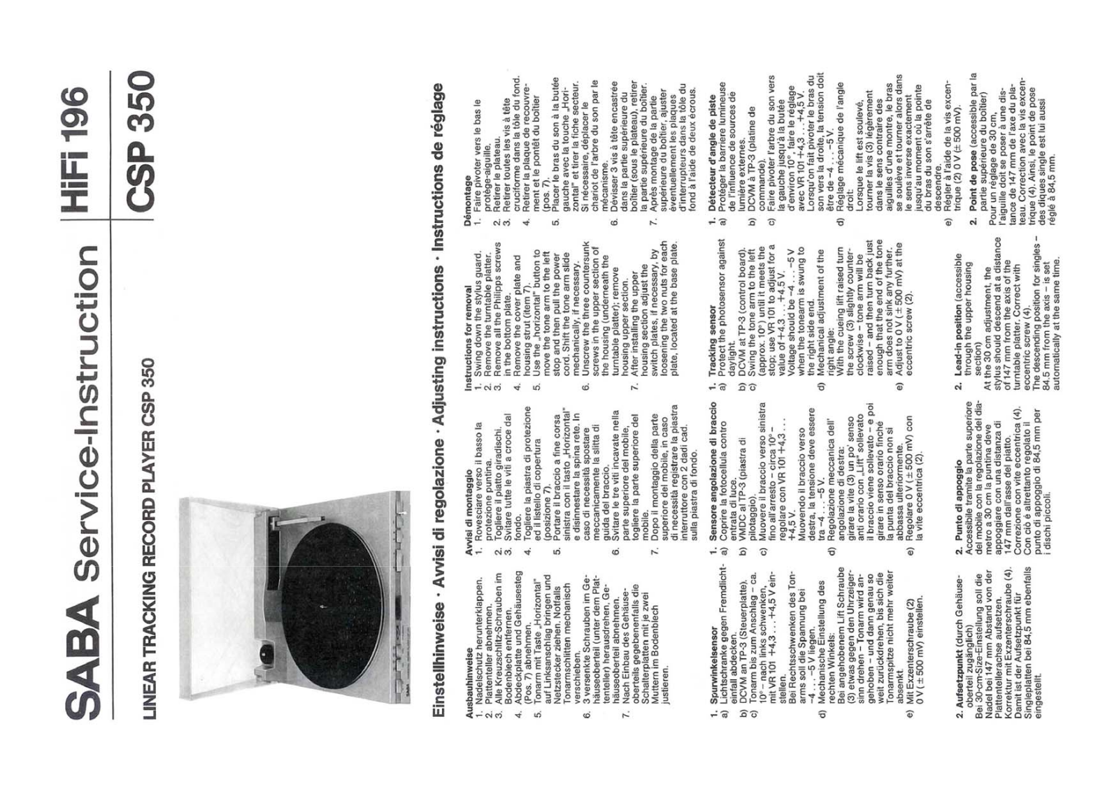 Saba CSP-350 Service Manual