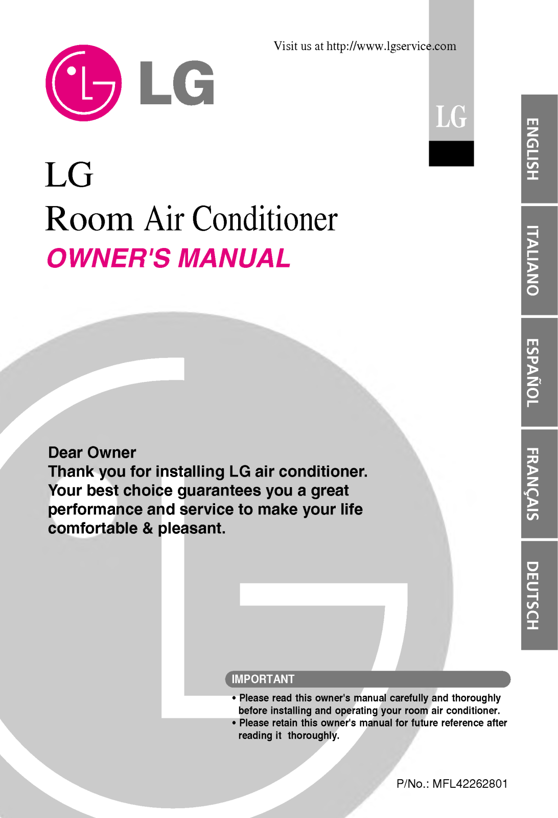 LG A09AWG, A12AWV, A09AWU, C24AWV, C18AWR User Manual