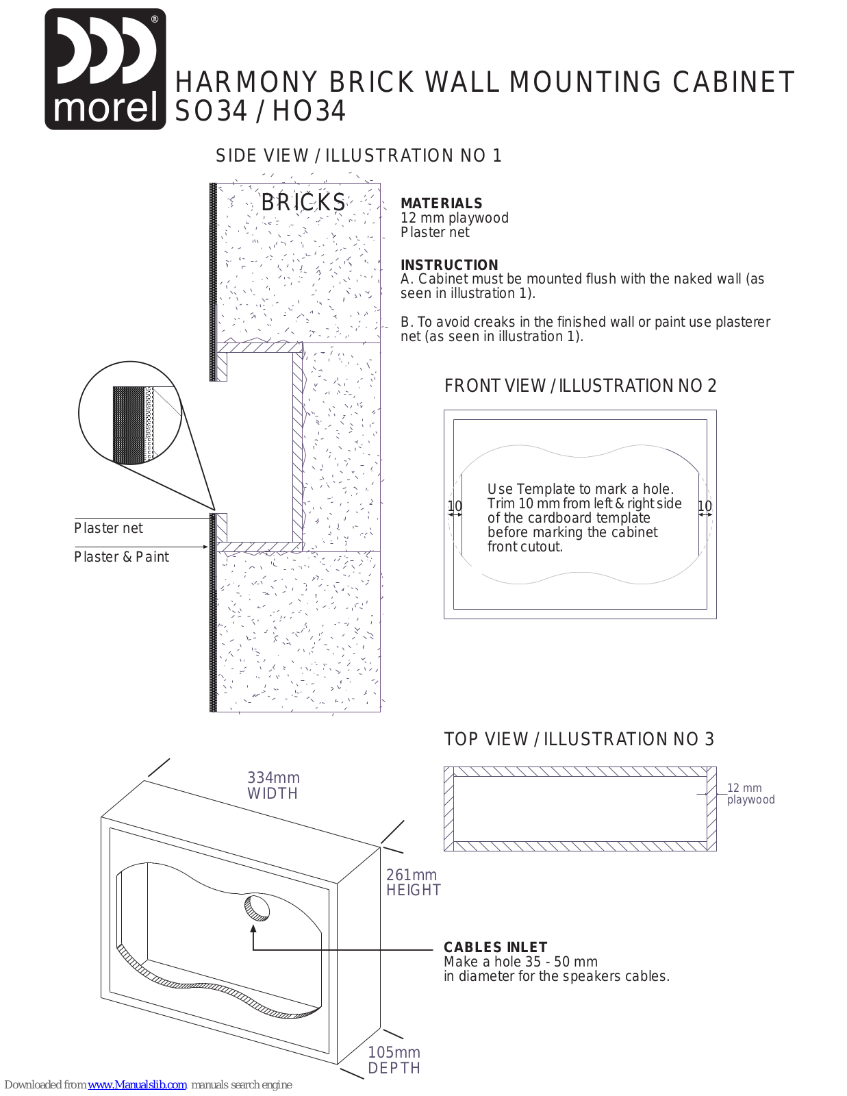 Morel HO34, SO34 Installation Manual