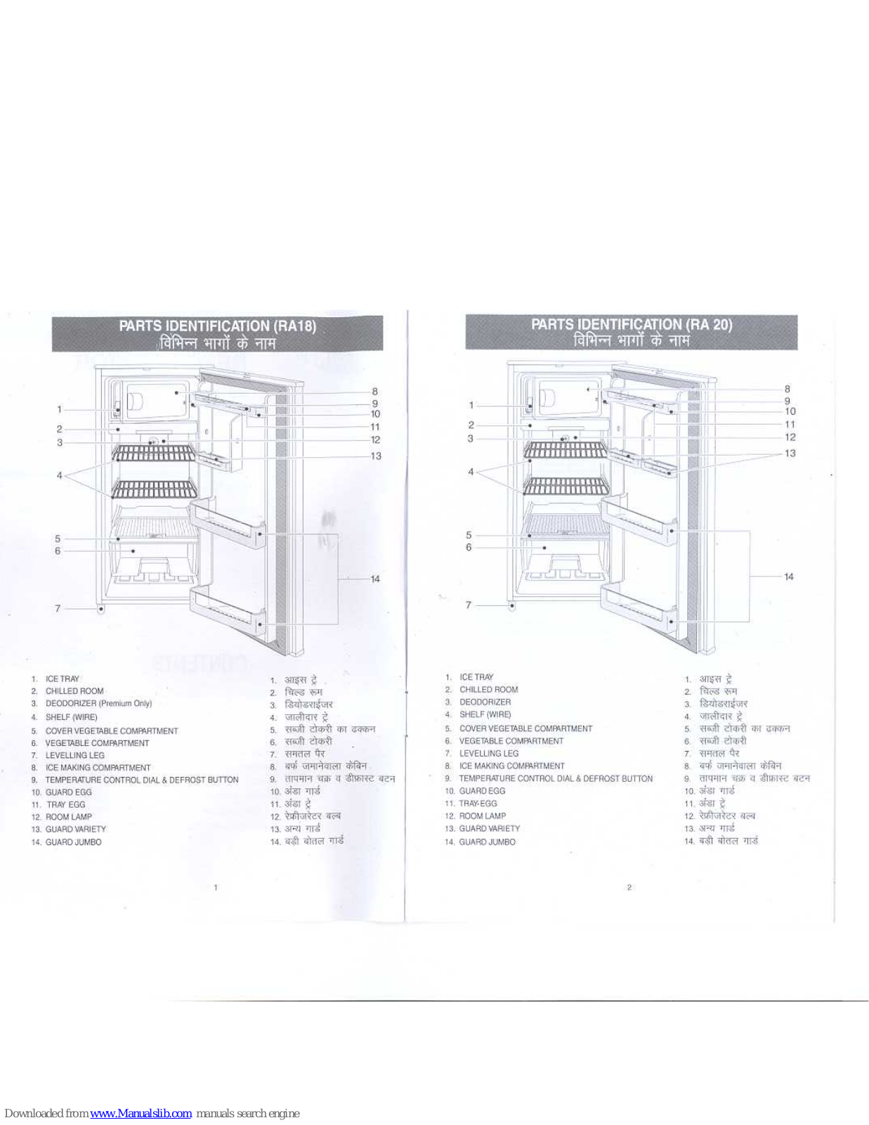 Samsung RA19FGSW, RA19VESS, RA20VHSW, RA17FESW, RA17FFCG Parts Manual